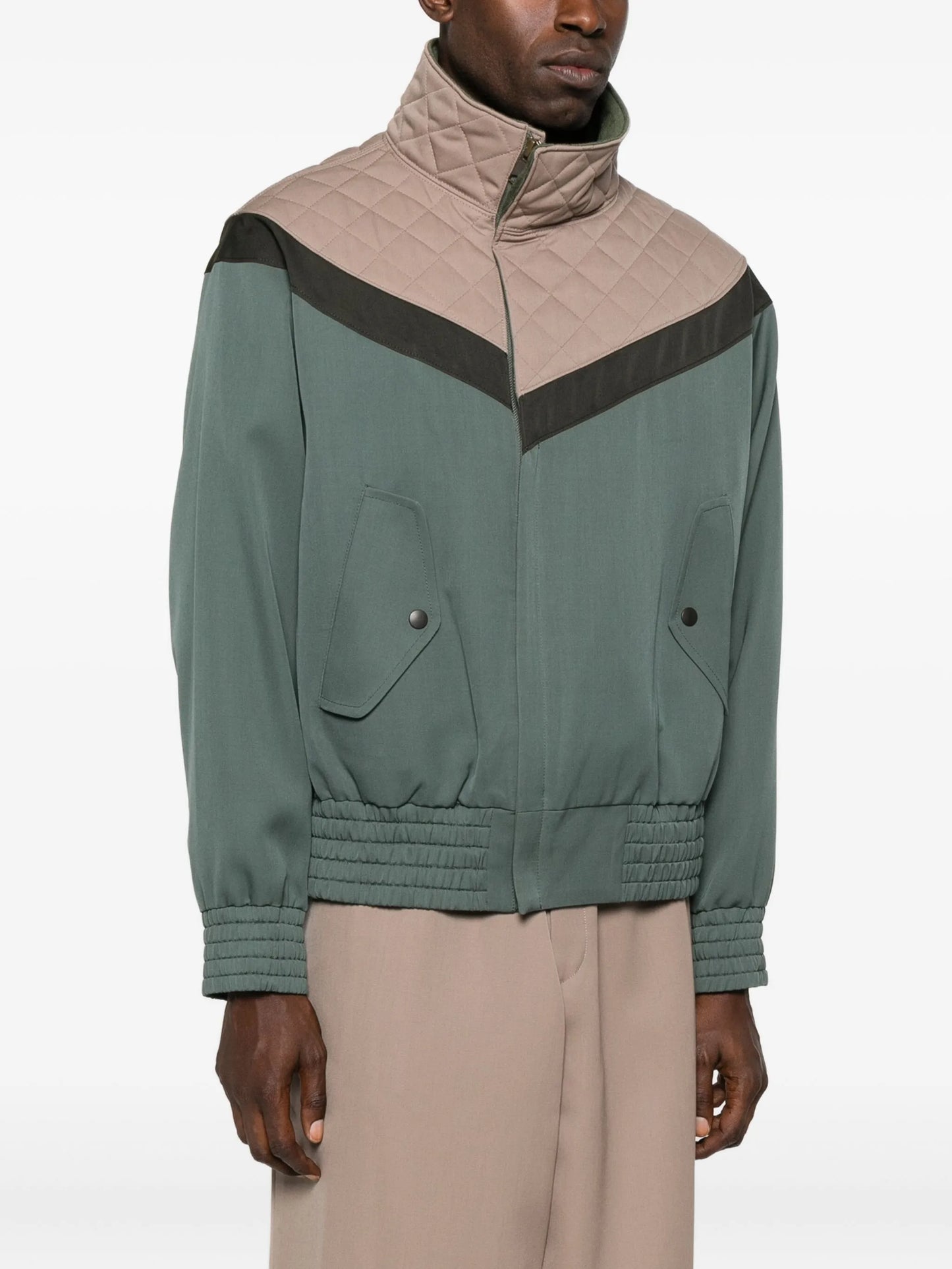 quilted-panel zip-up jacket
