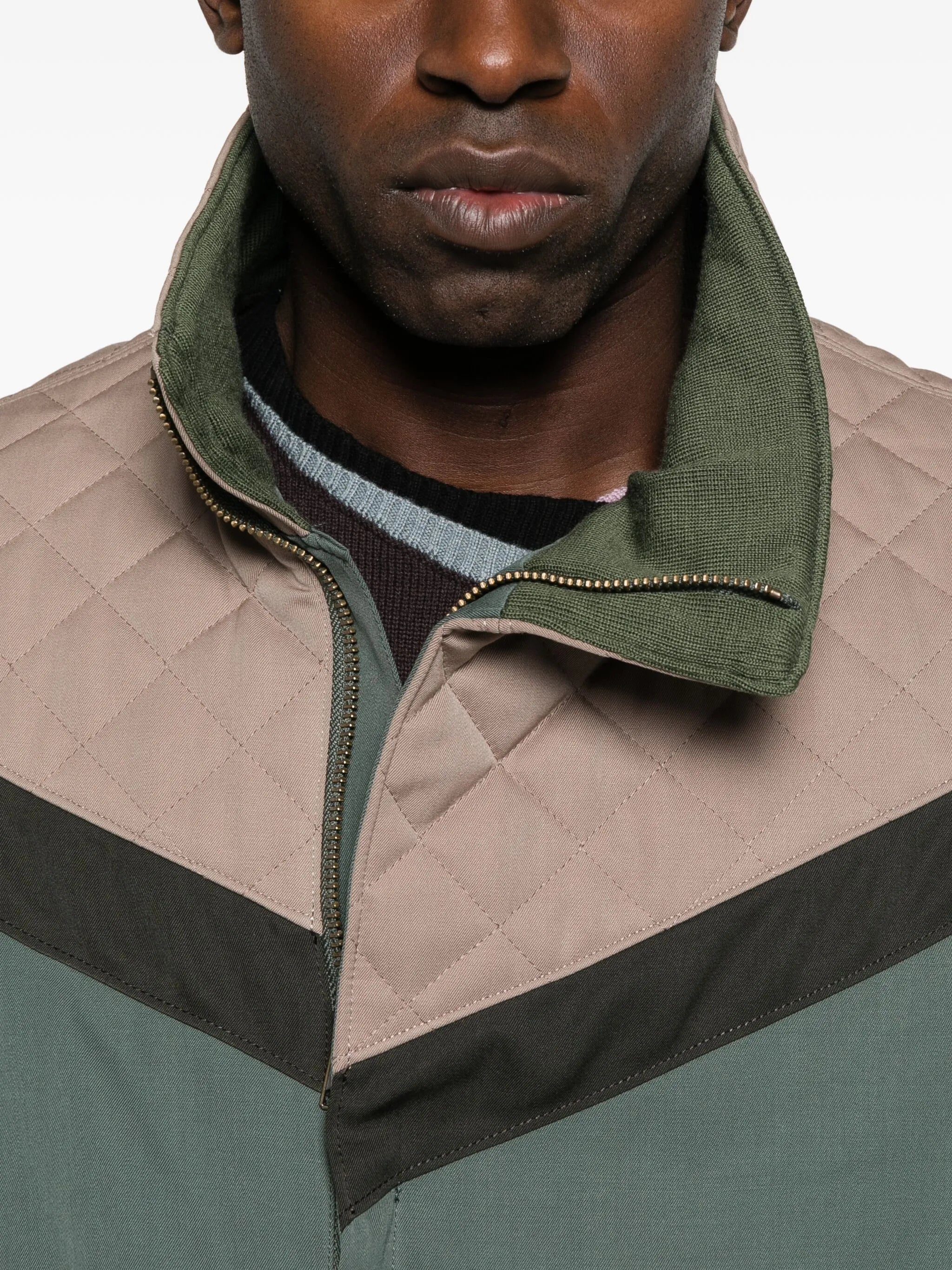 quilted-panel zip-up jacket