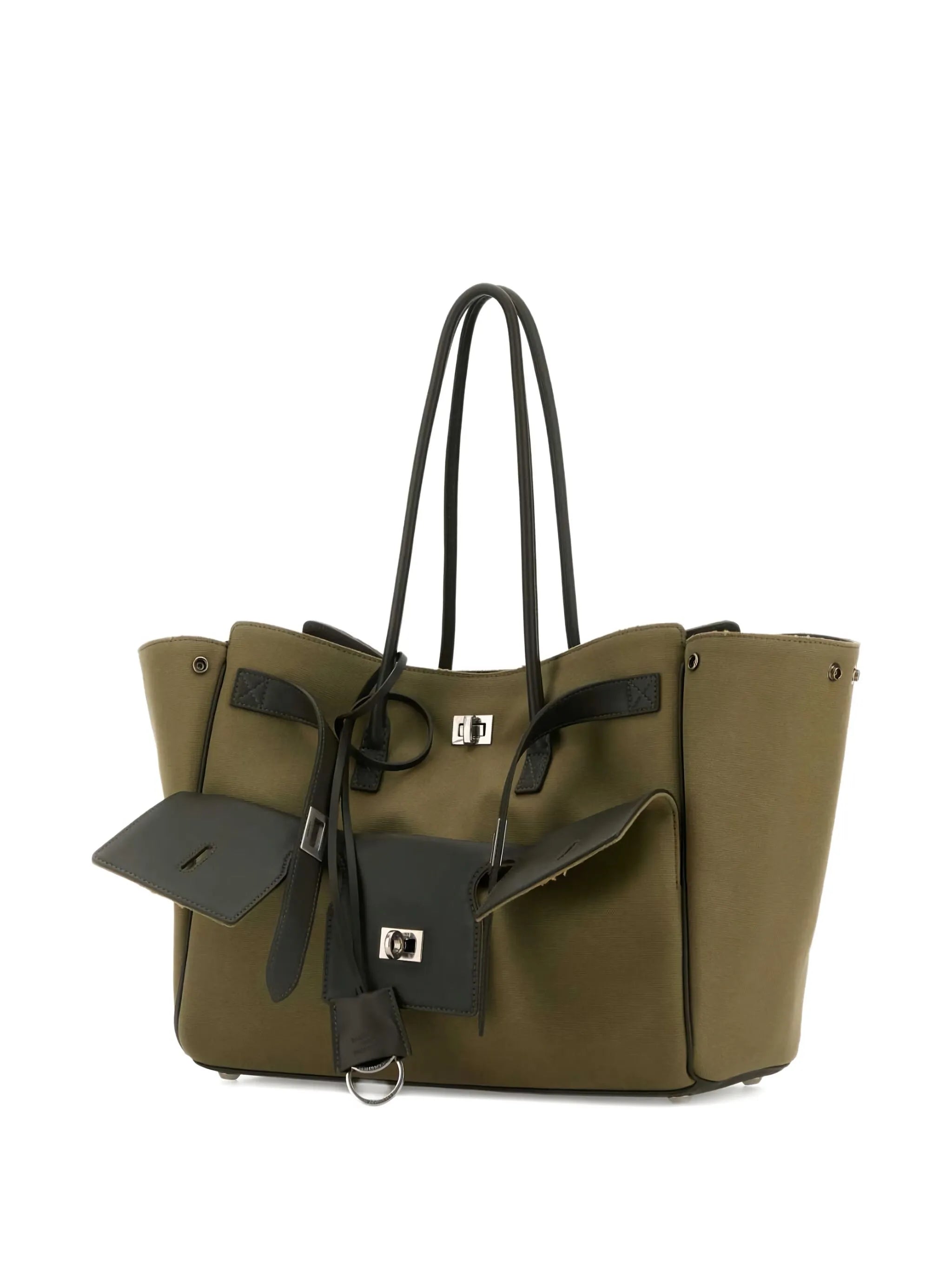 two-tone structured tote bag