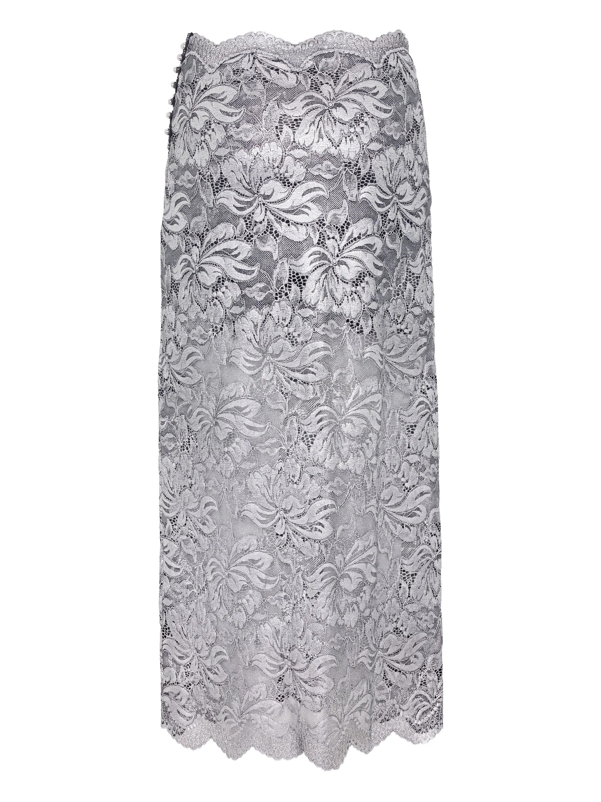 floral-lace midi skirt