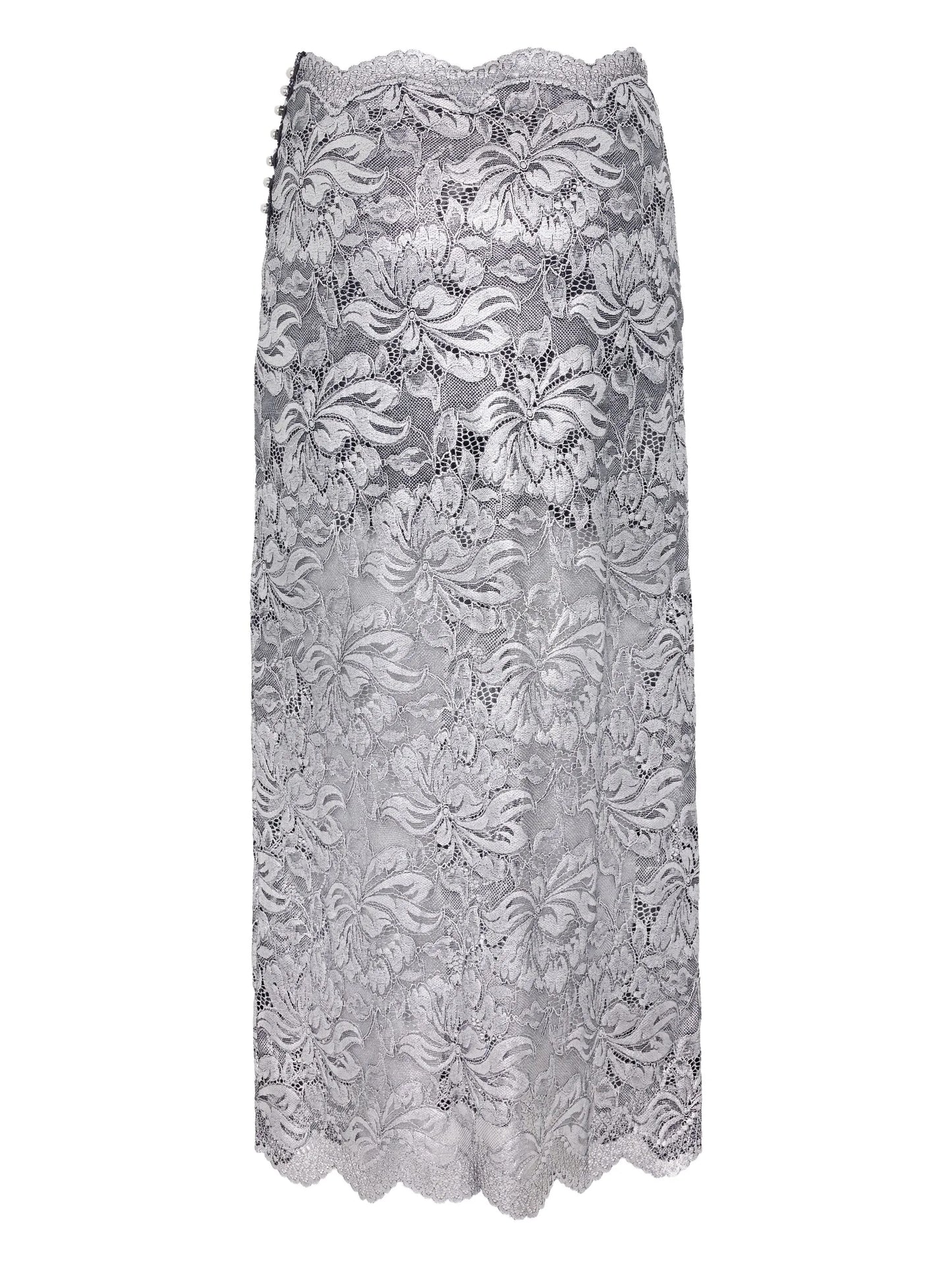 floral-lace midi skirt