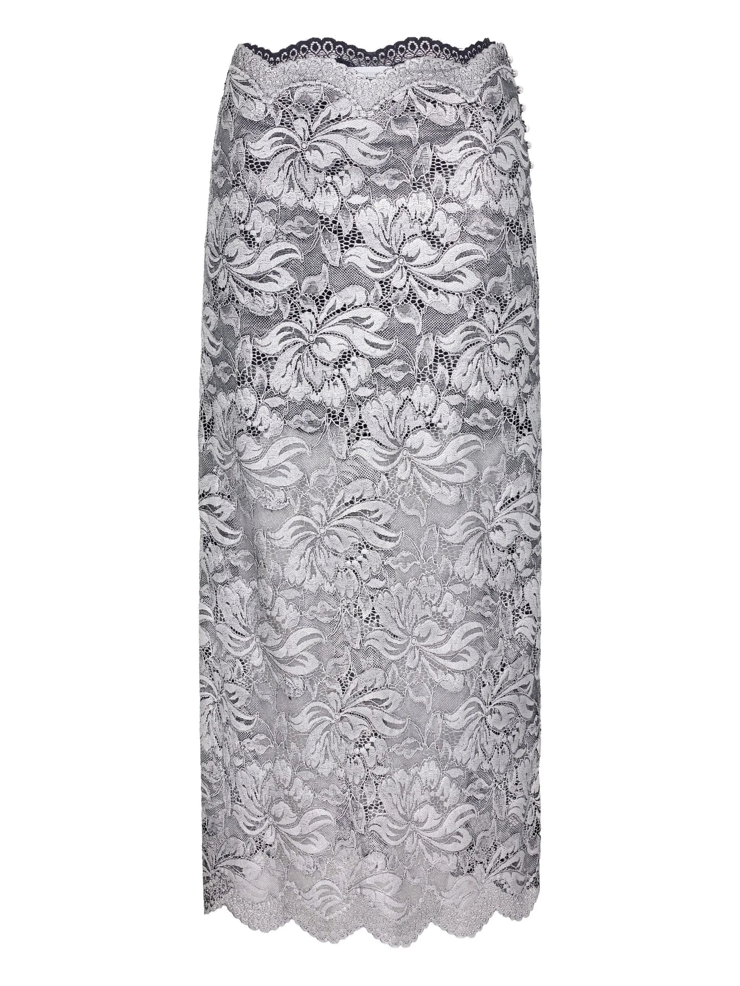floral-lace midi skirt