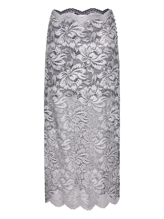 floral-lace midi skirt