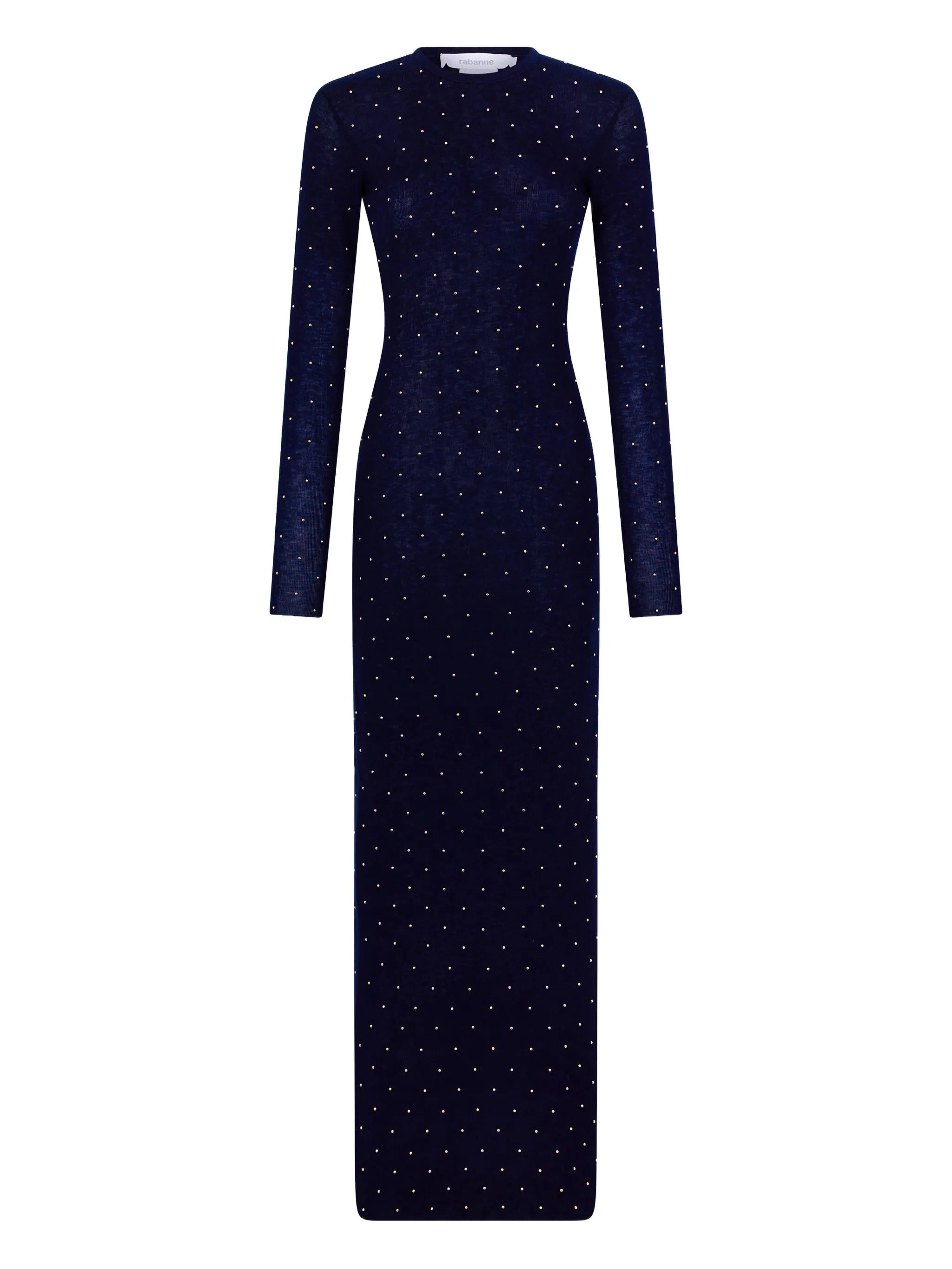 beaded long-sleeve gown