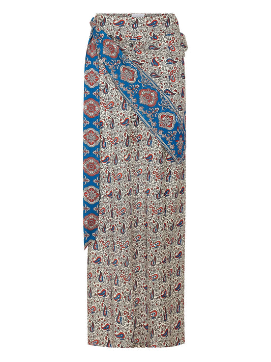 paisley-print wrap skirt