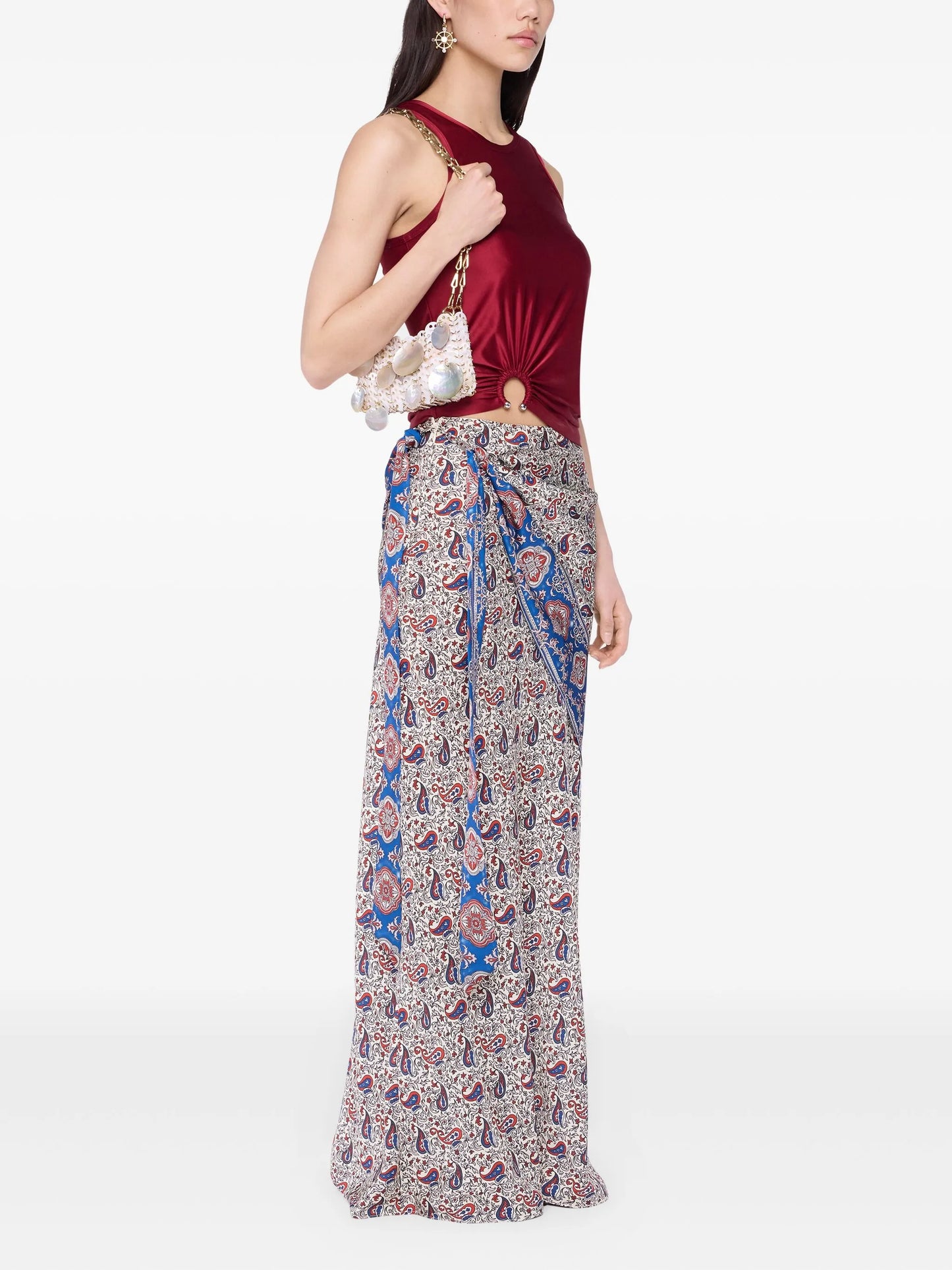 paisley-print wrap skirt