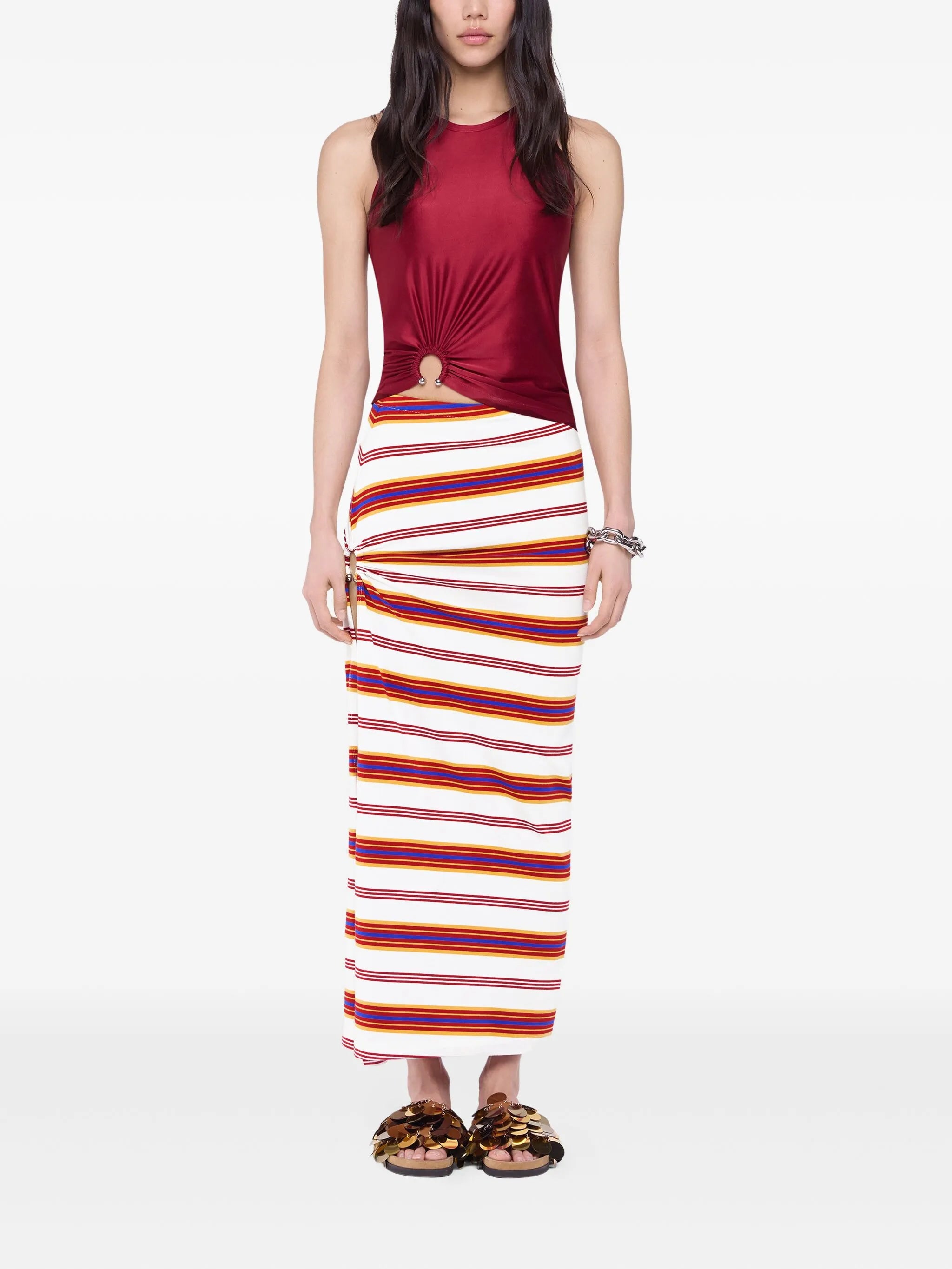 striped draped skirt