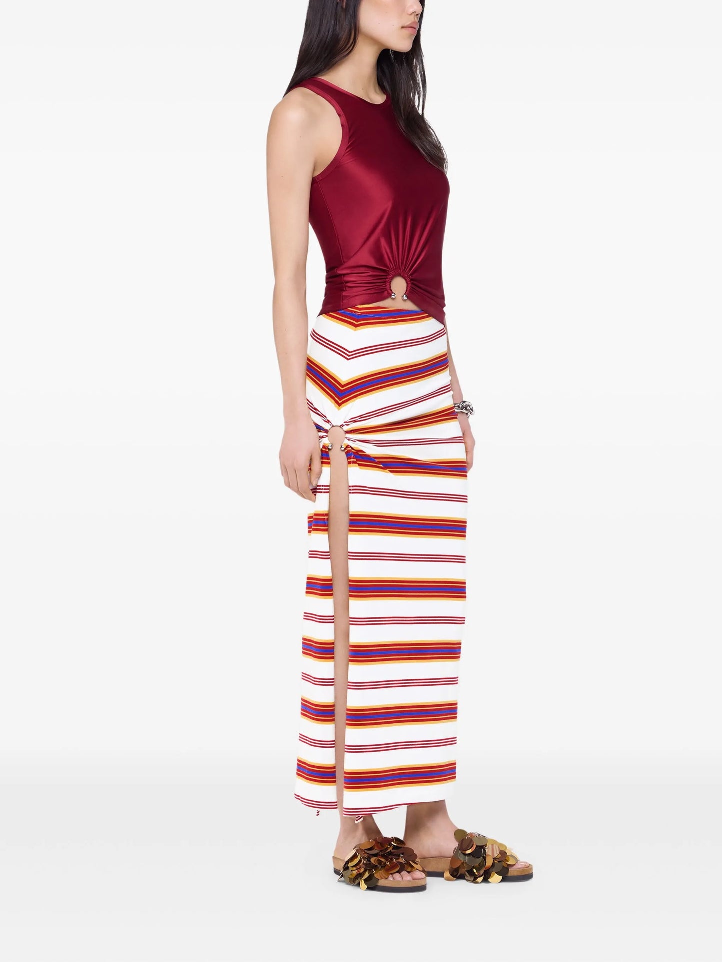 striped draped skirt