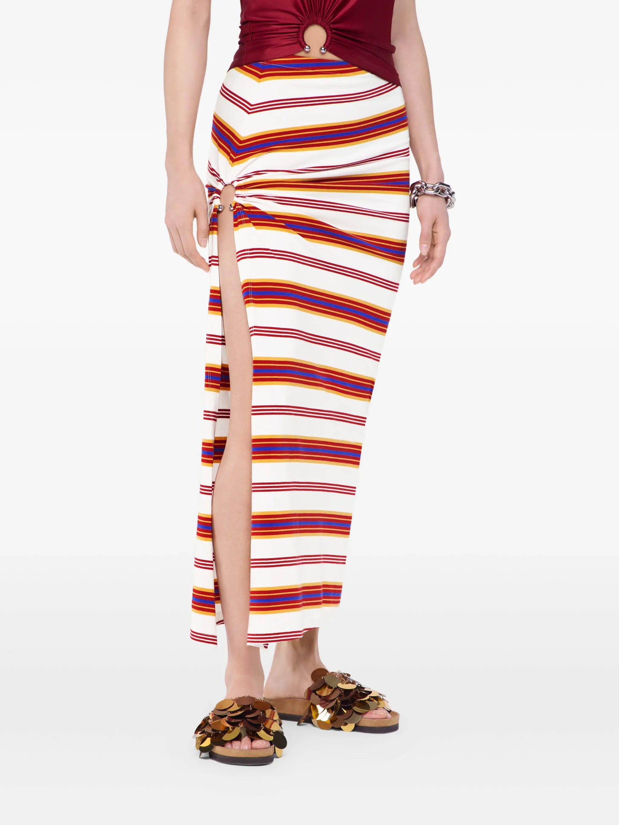 striped draped skirt