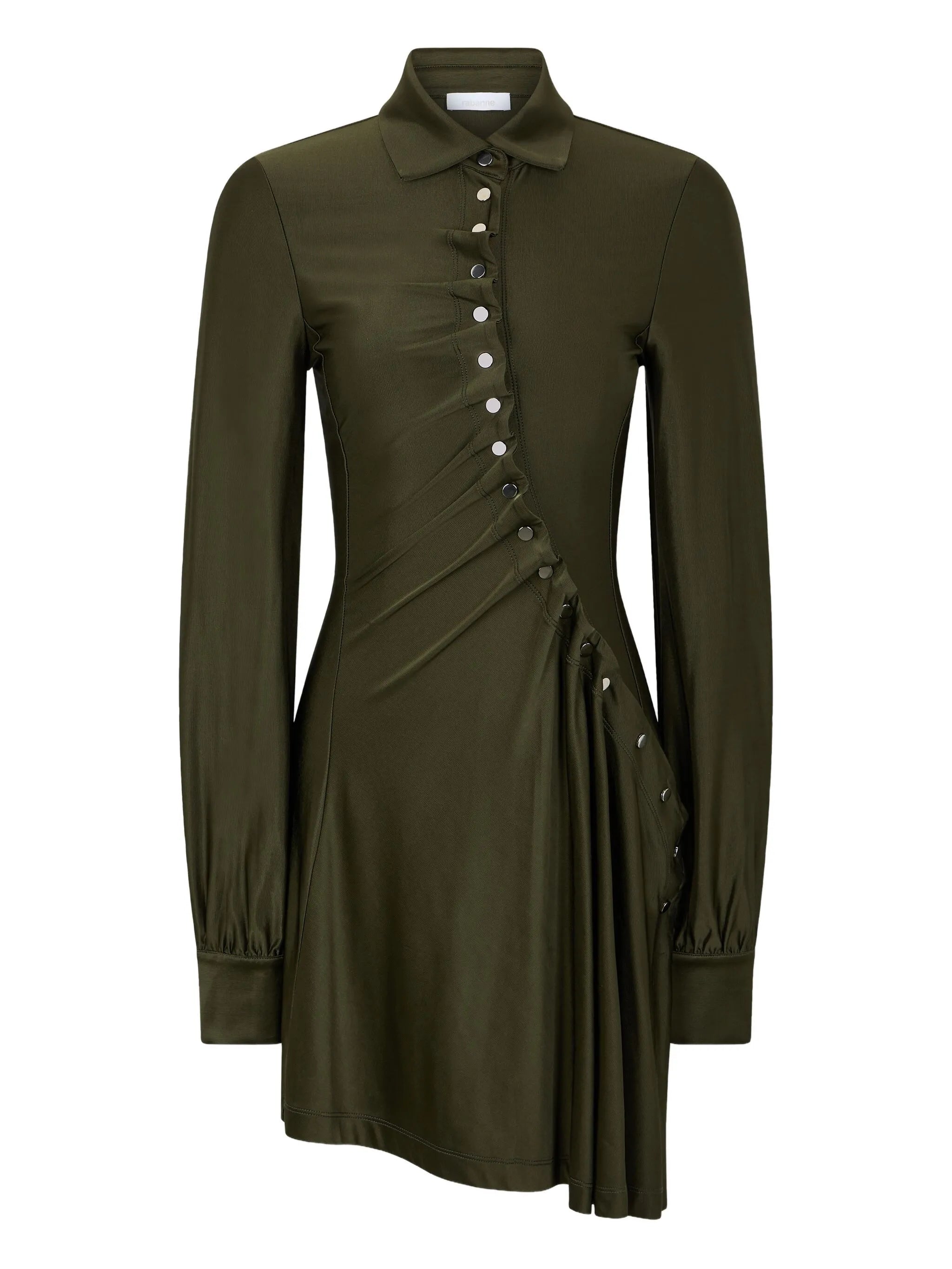 button-embellished draped dress