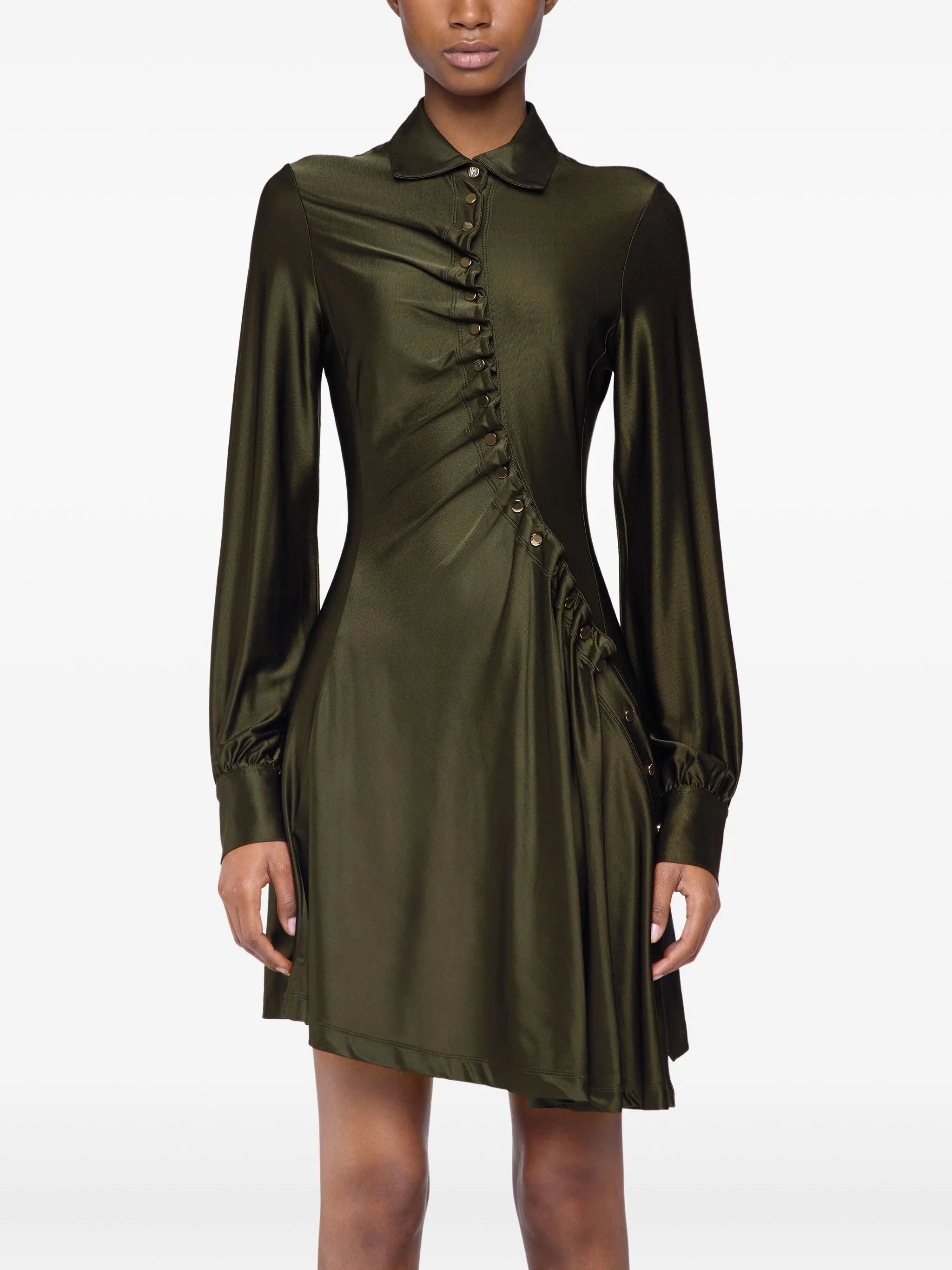 button-embellished draped dress