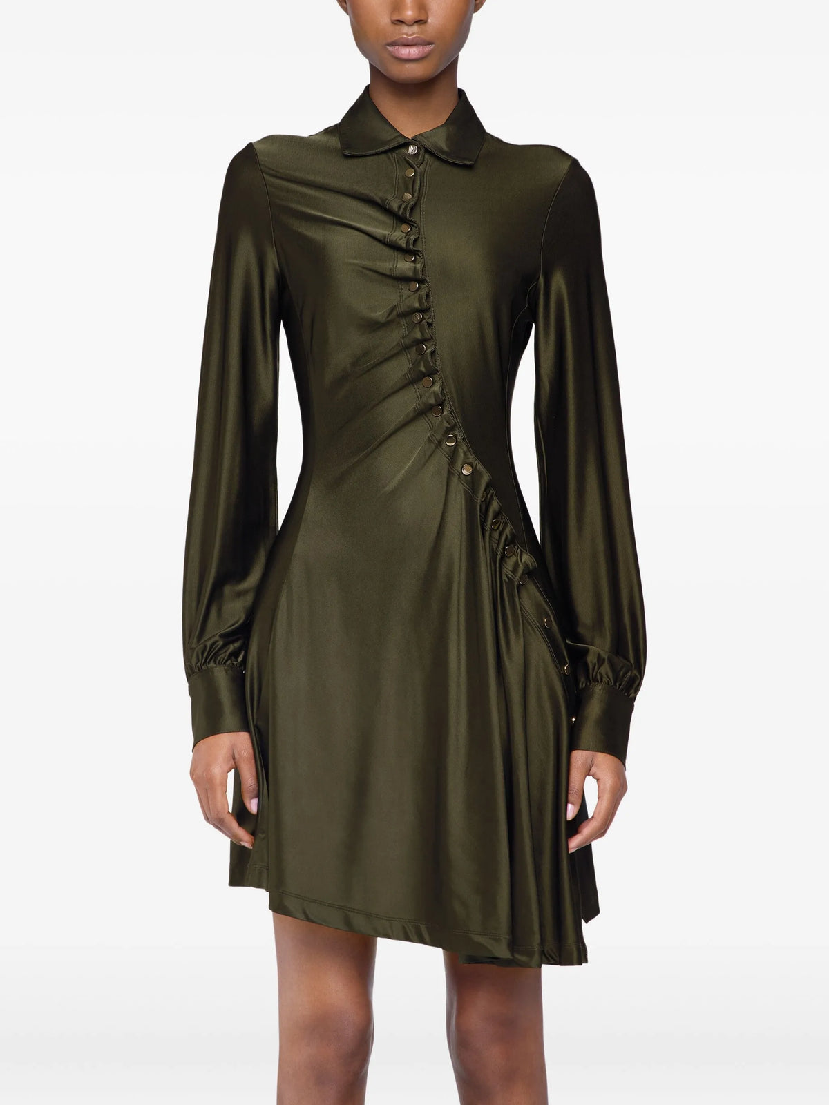 button-embellished draped dress