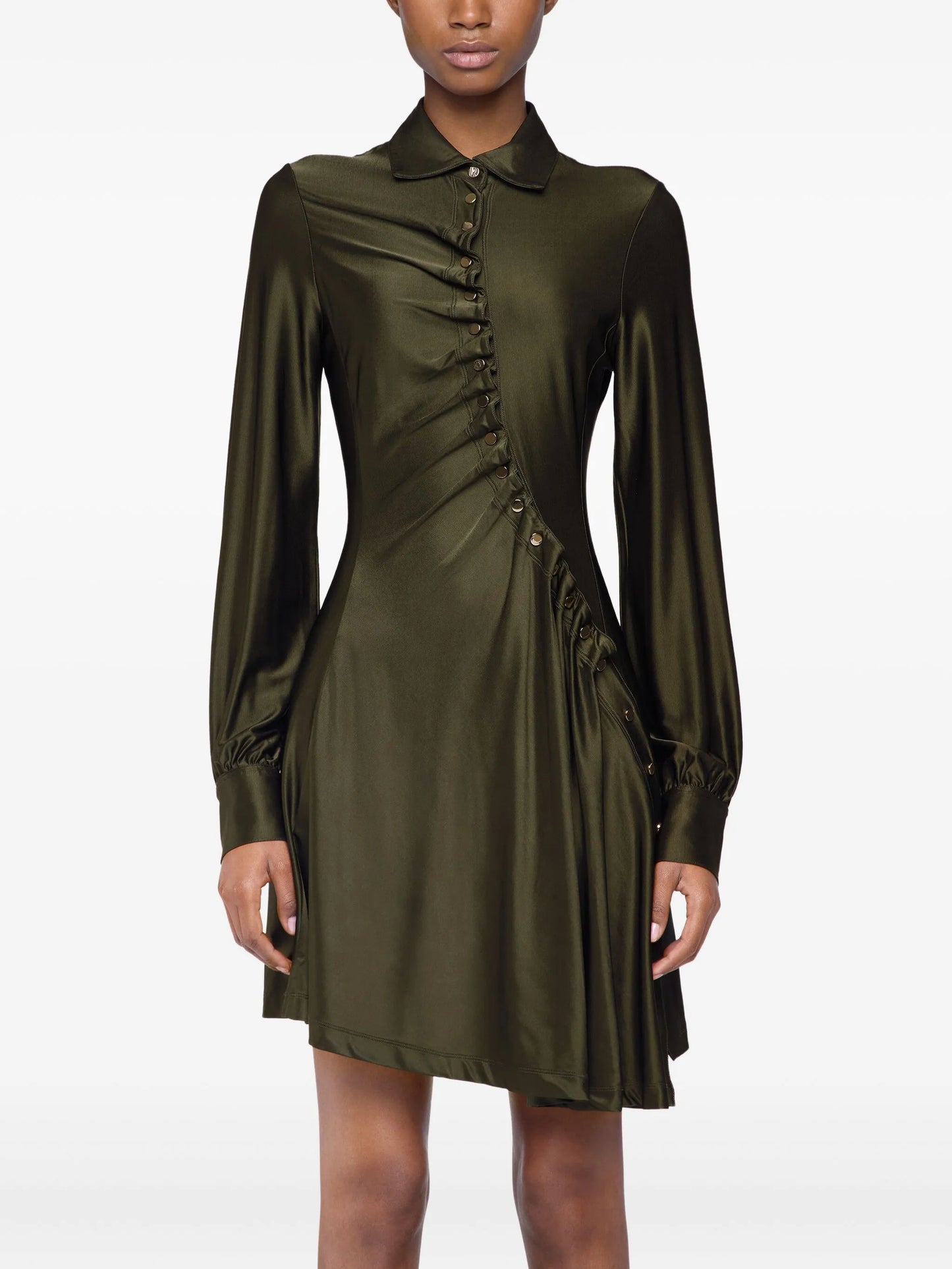button-embellished draped dress