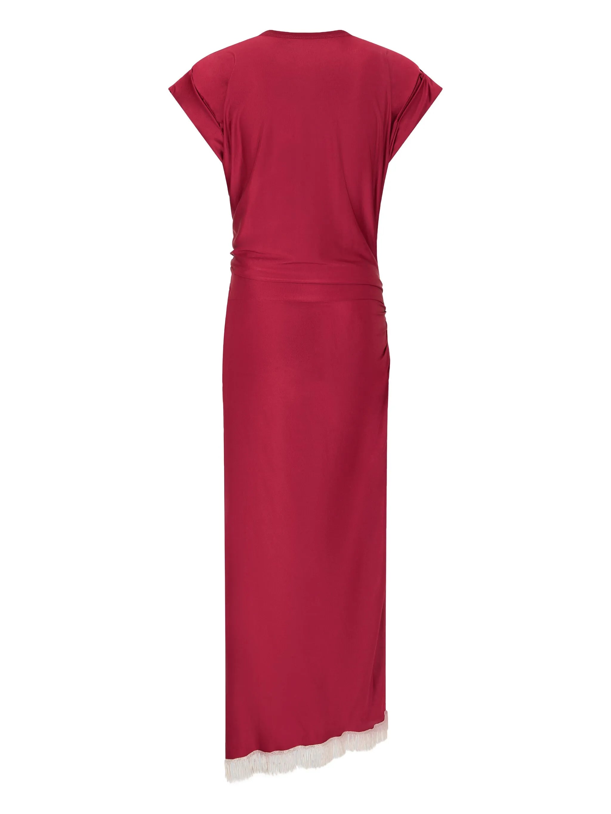 fringe-detailed gathered dress