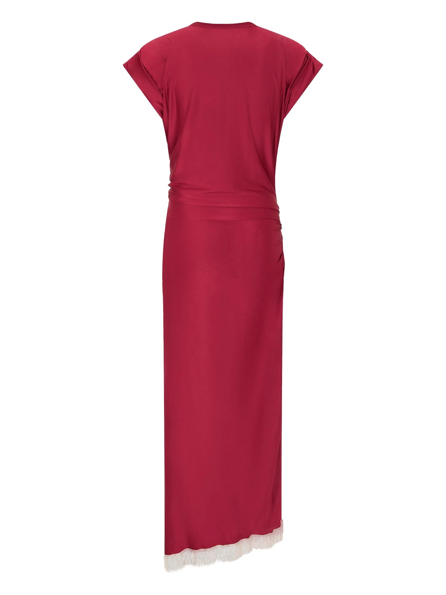 fringe-detailed gathered dress