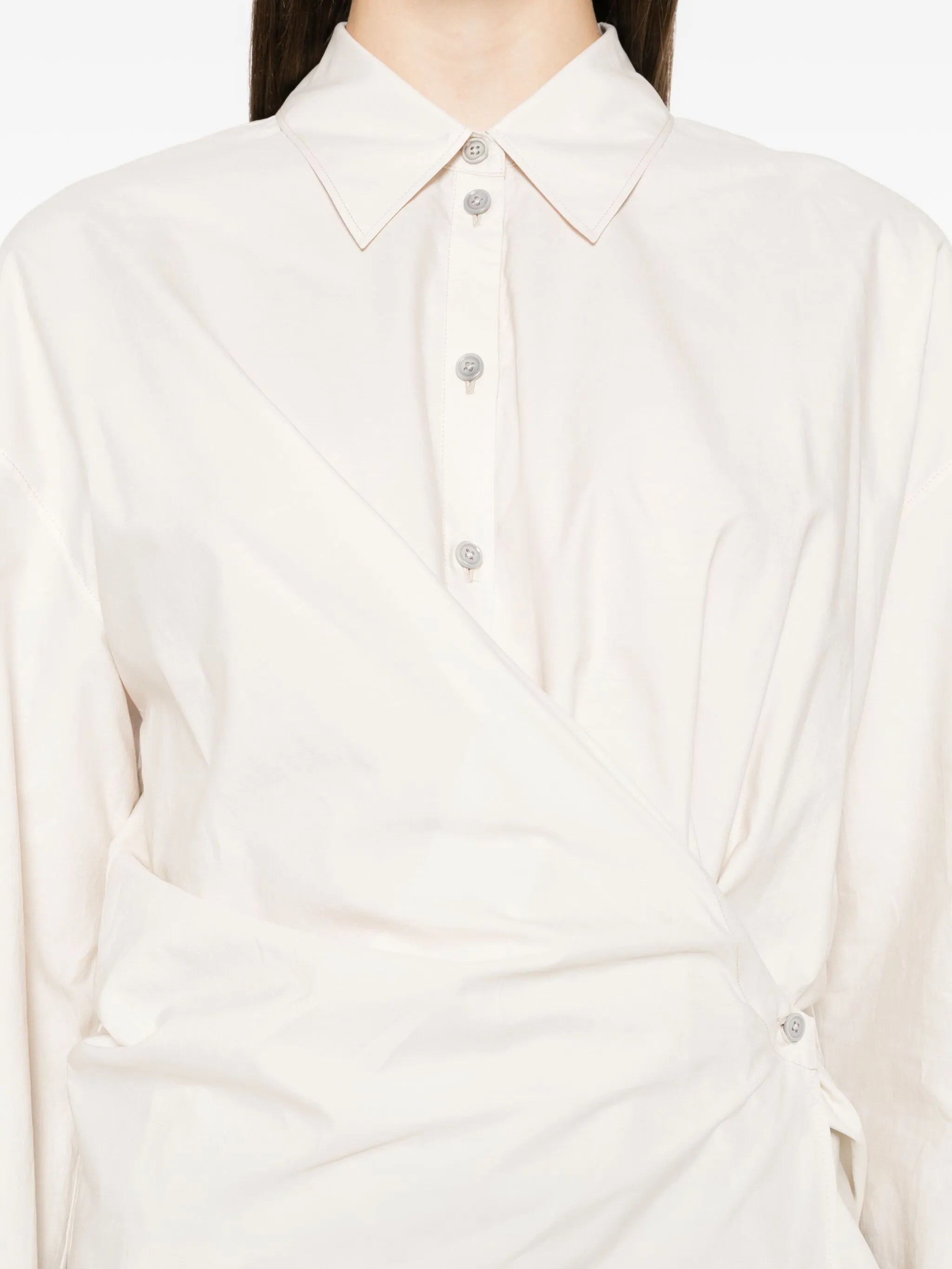 straight-collar twisted shirt