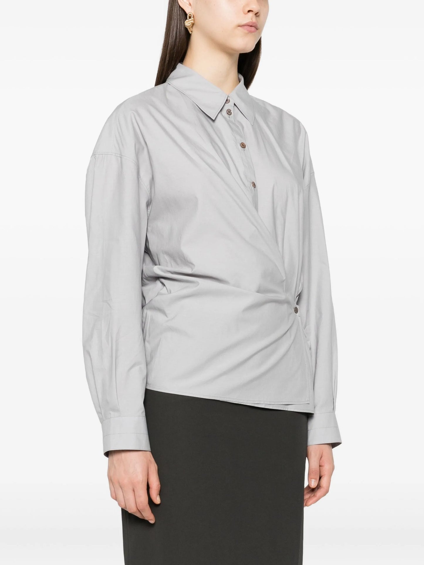 straight-collar twisted shirt
