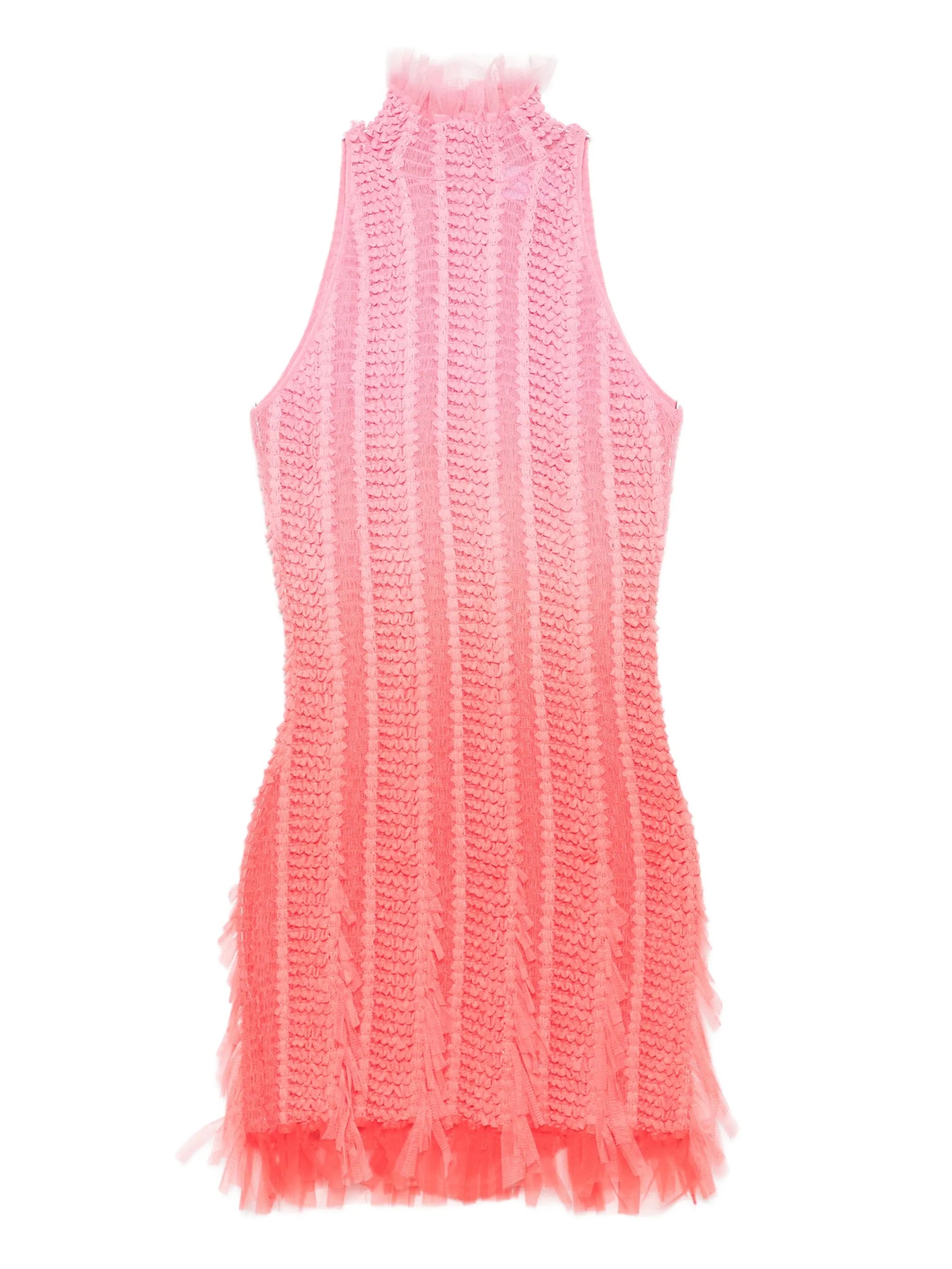 Angel high-neck frill-trimmed mini dress