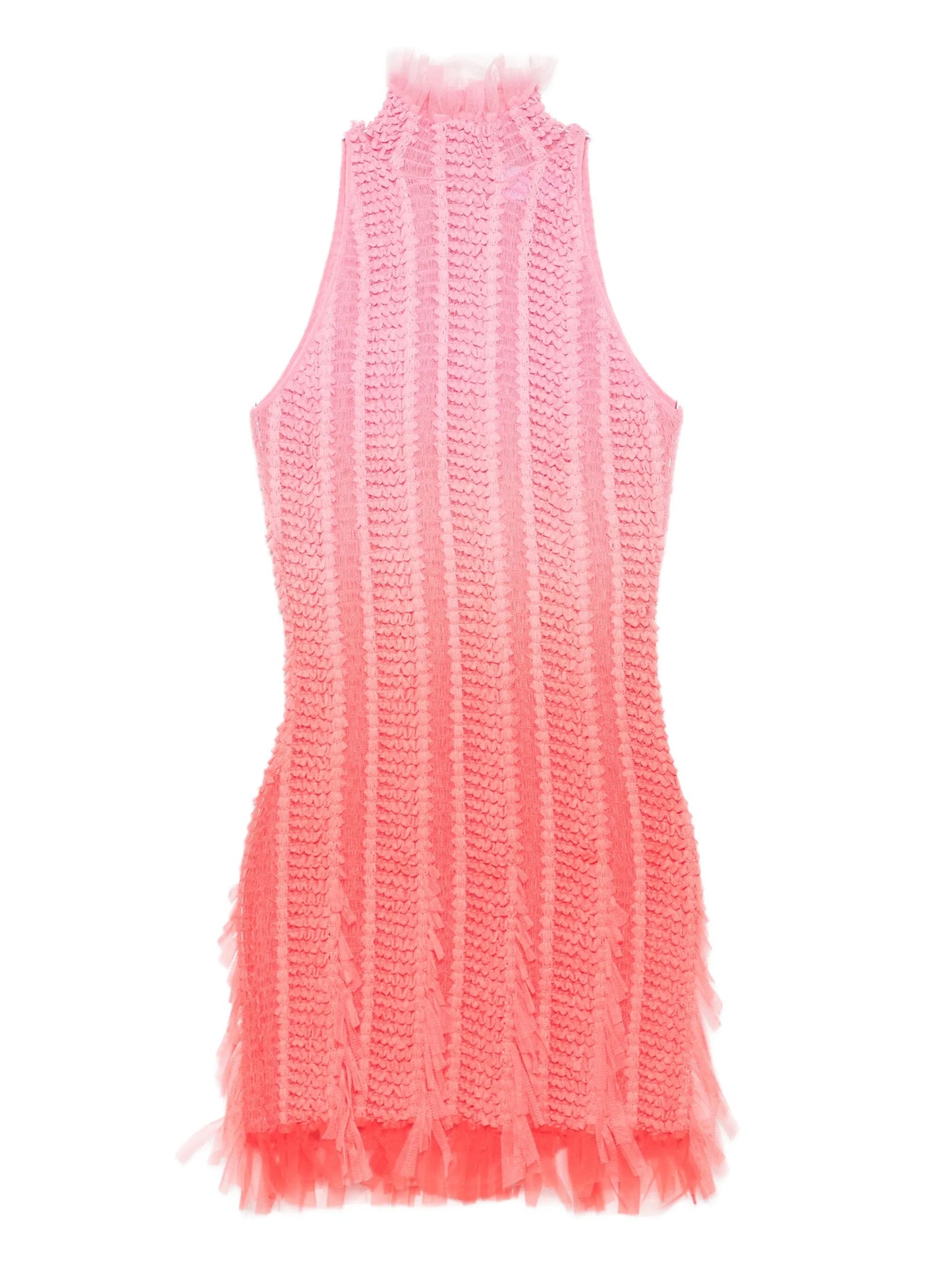 Angel high-neck frill-trimmed mini dress