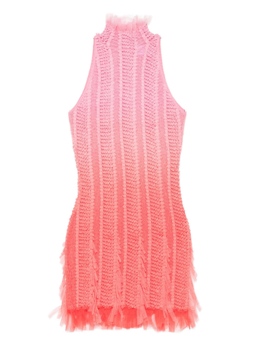Angel high-neck frill-trimmed mini dress