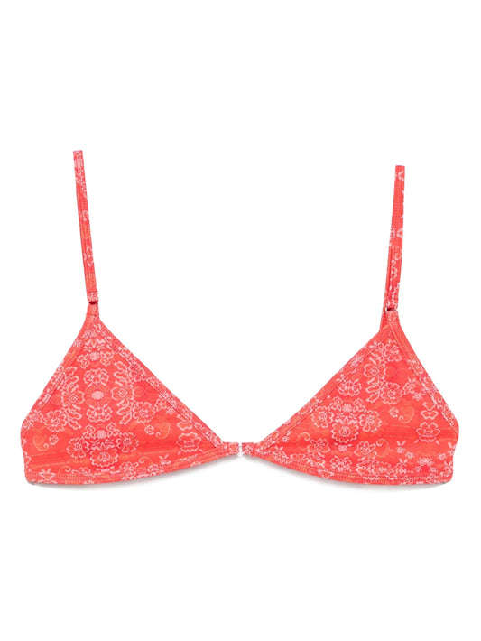 floral-print triangle bikini top