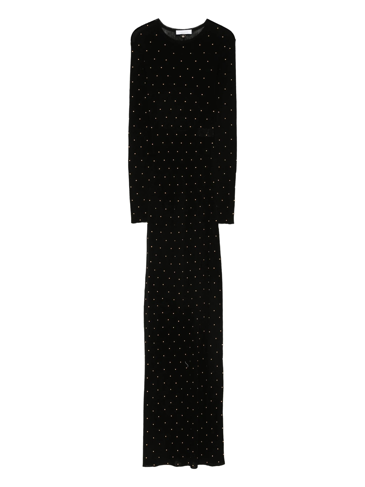 bead-embellished long-sleeve maxi dress