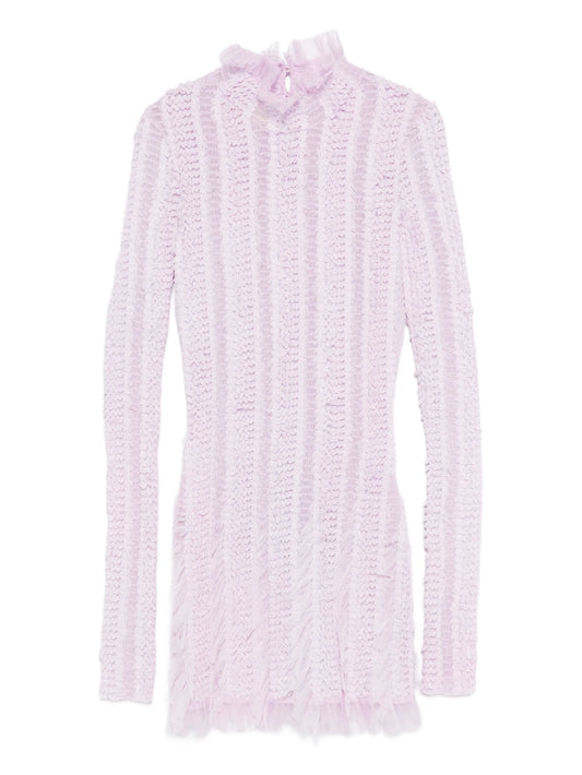 Angel high-neck long-sleeve mini dress