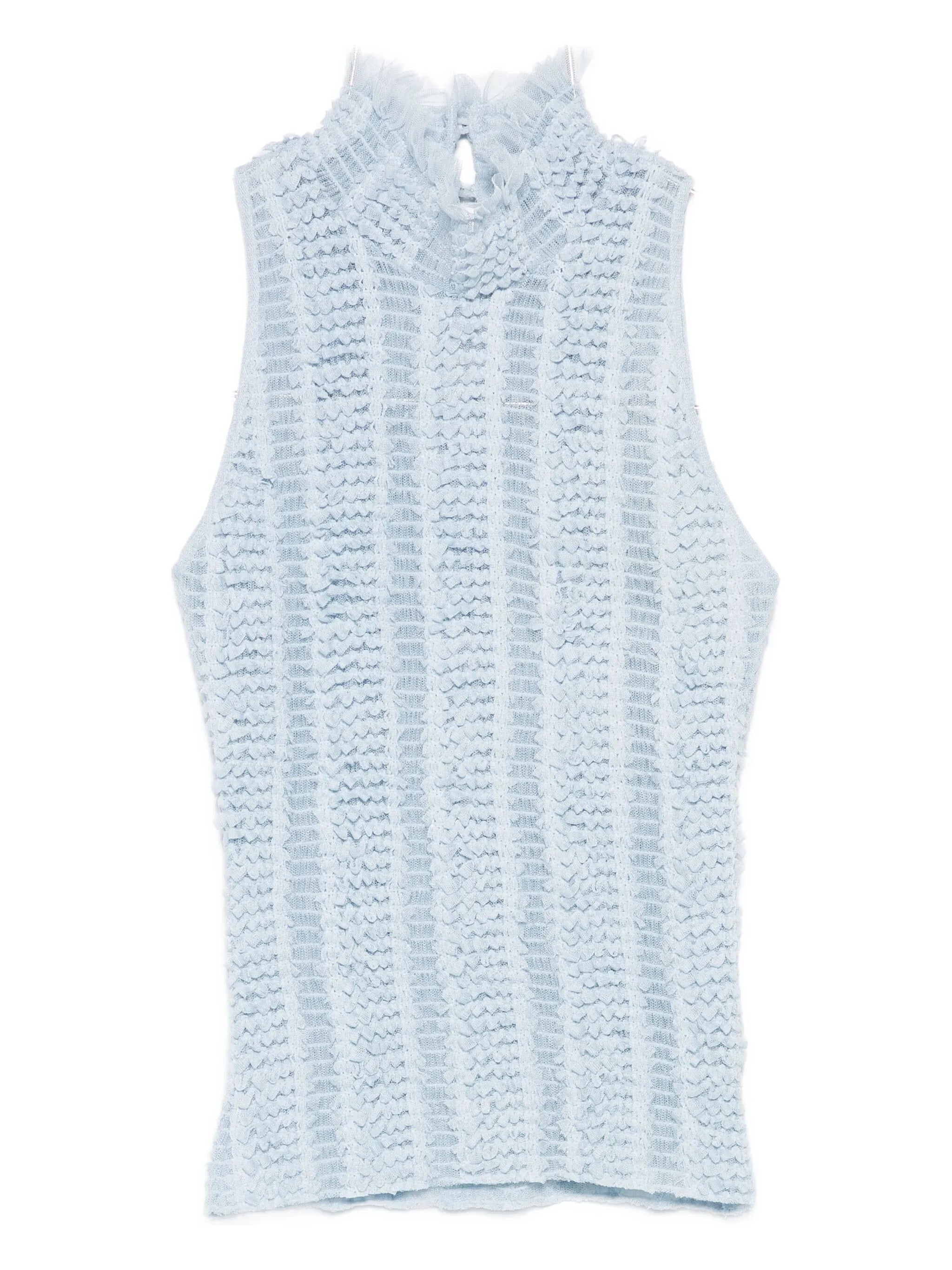 ruffled high-neck top