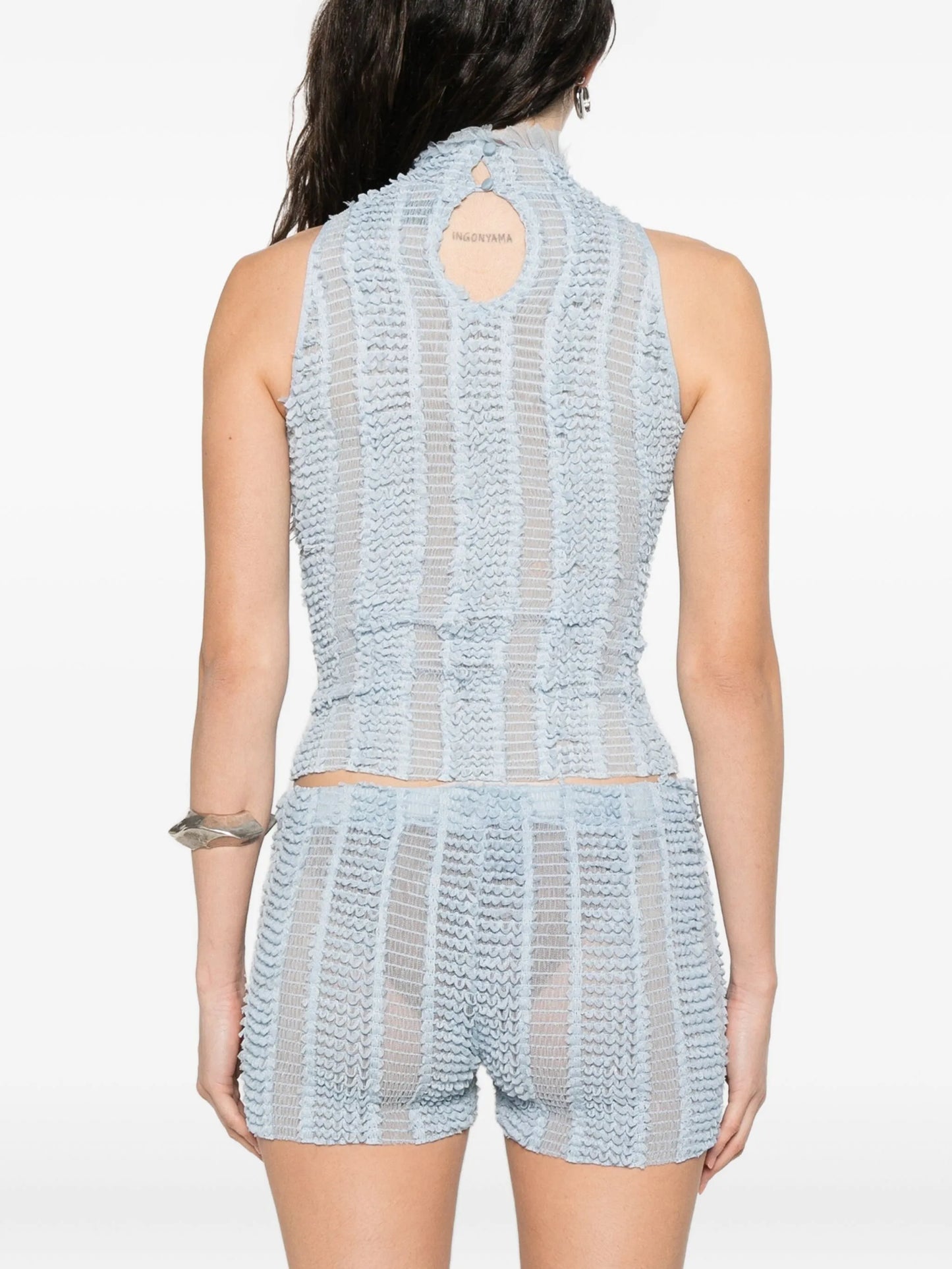 ruffled high-neck top