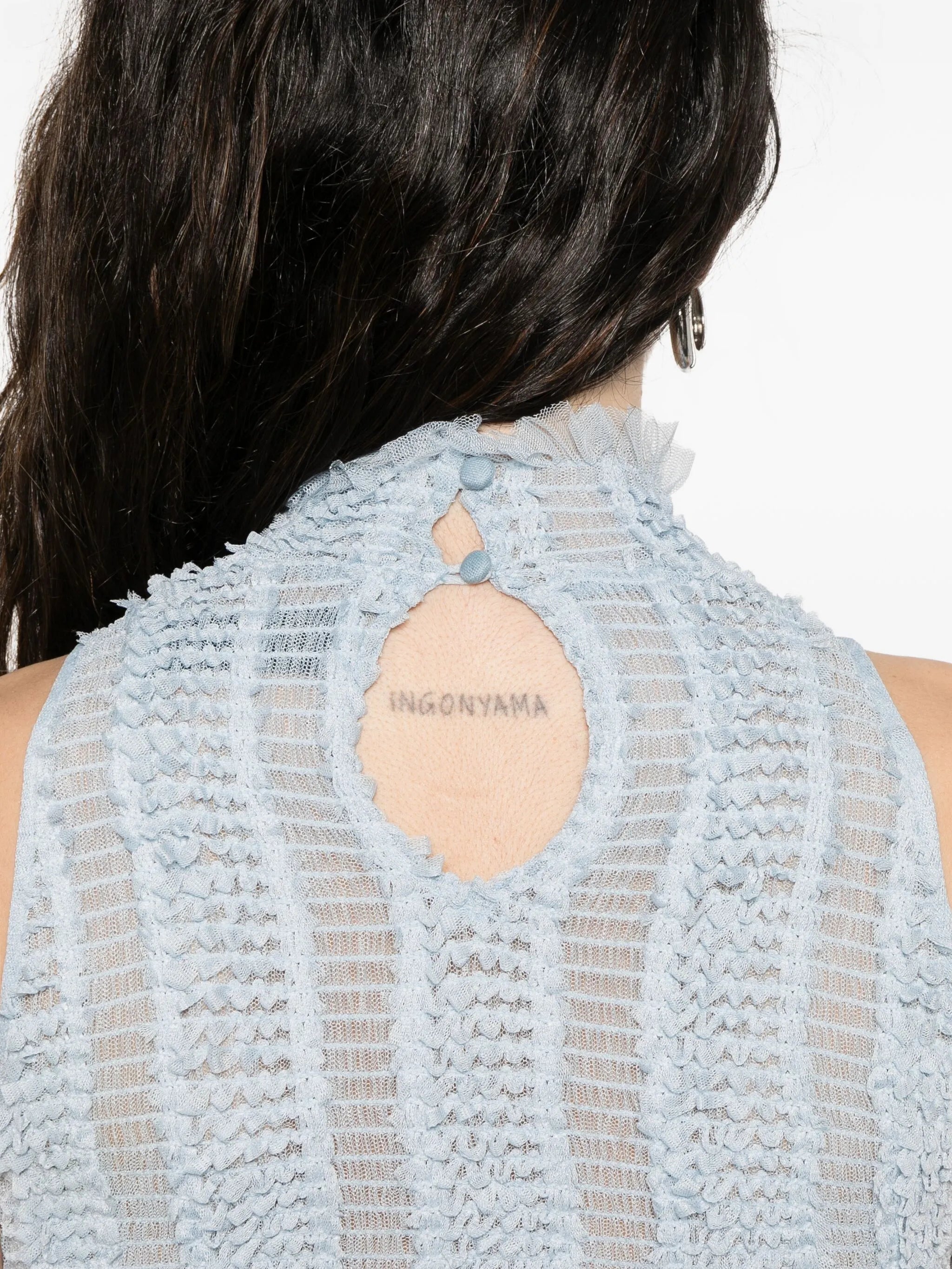 ruffled high-neck top