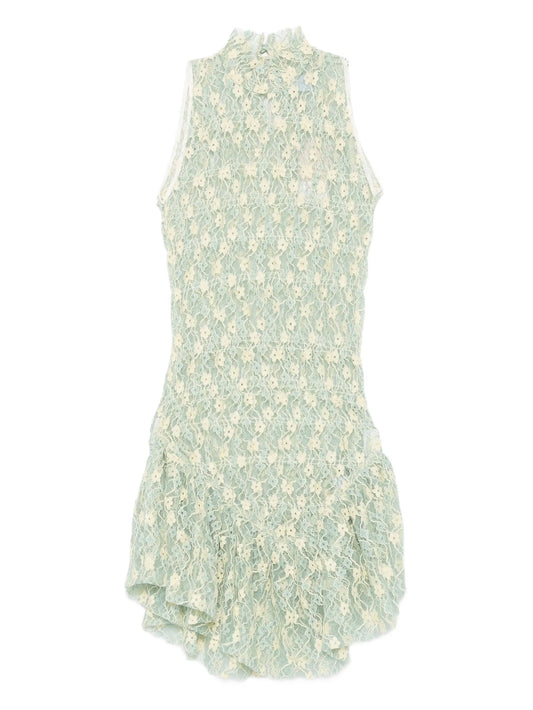 floral-lace high-neck mini dress