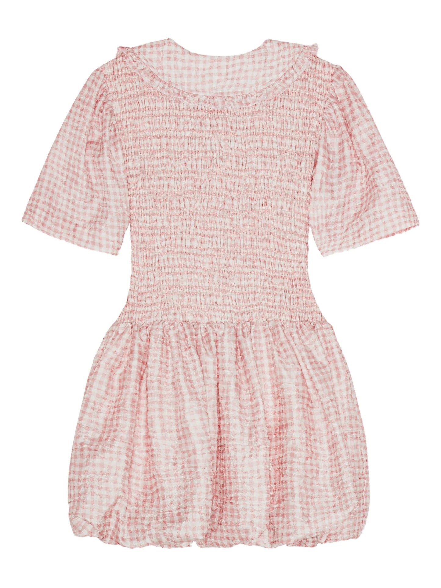 ruffled smocked mini dress