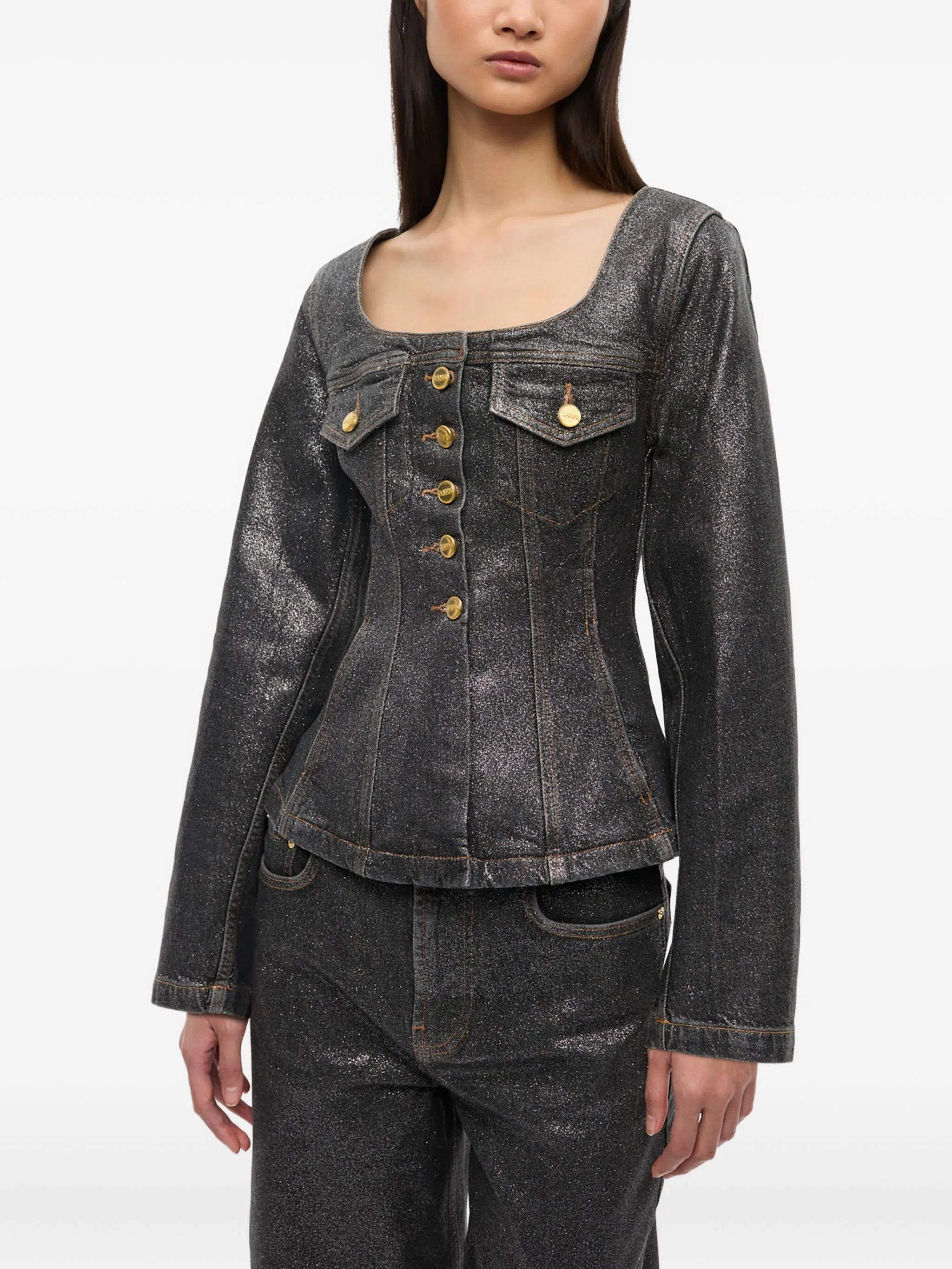 square-neck denim jacket