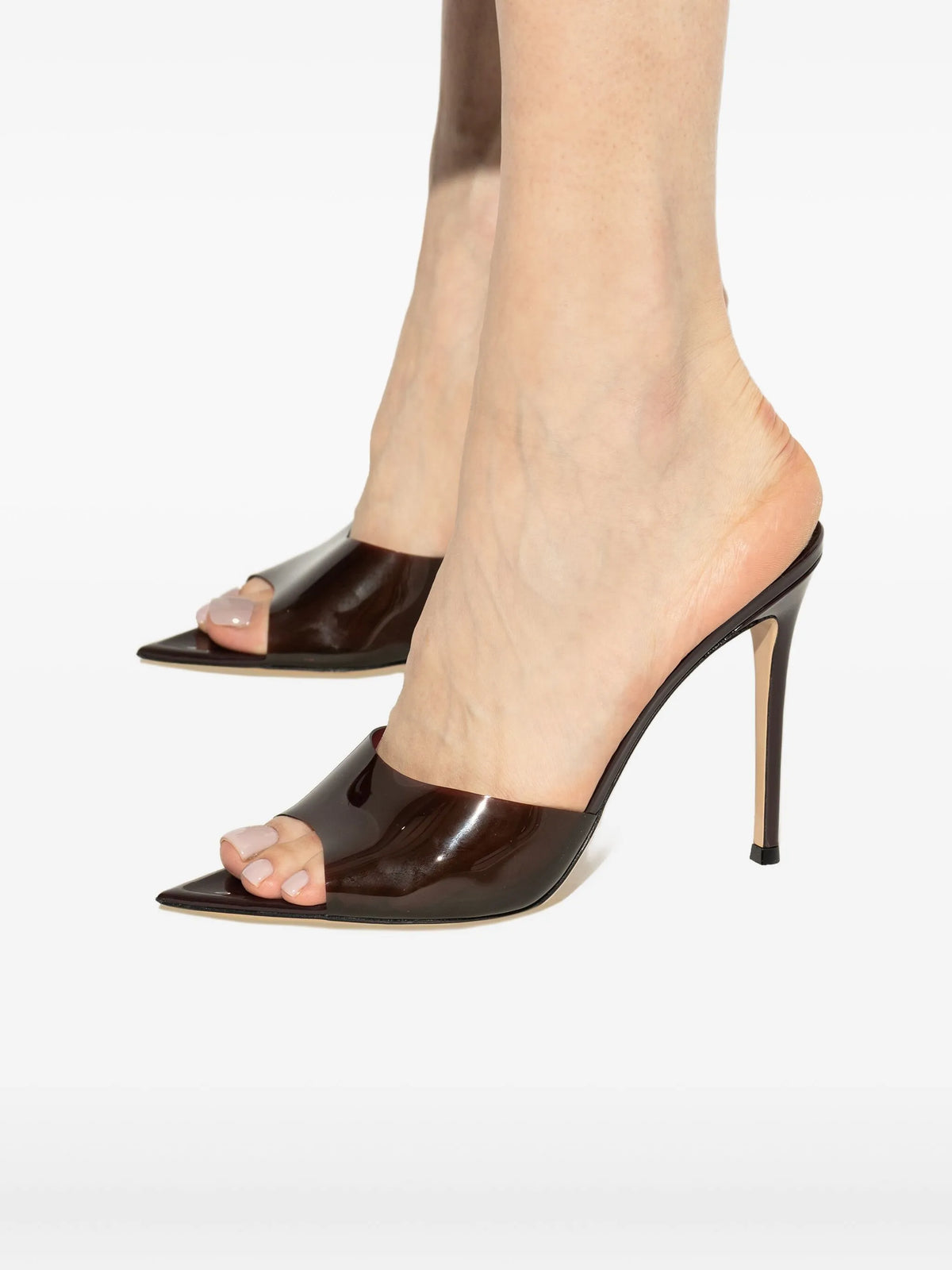 100mm leather heeled mules