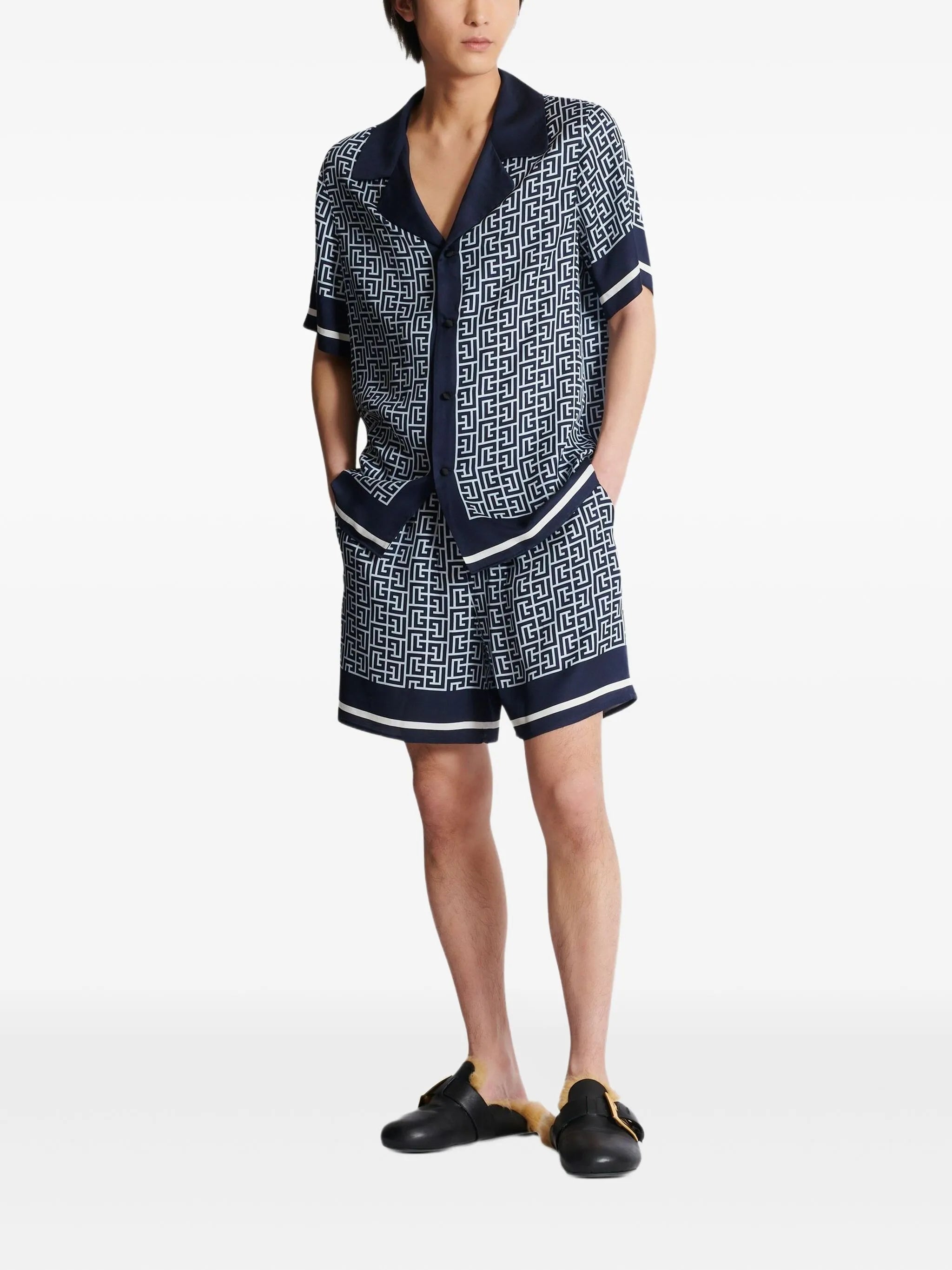 monogram-pattern shirt
