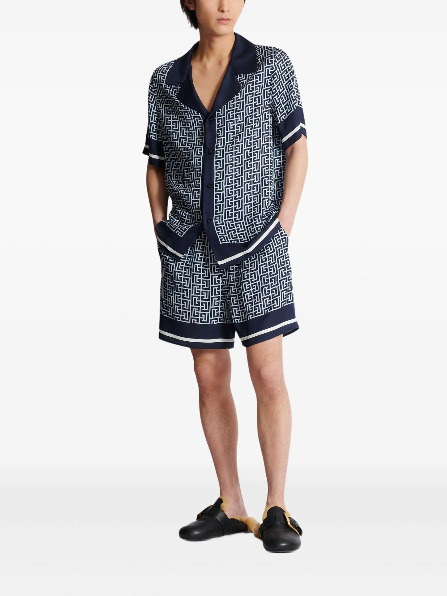 monogram-pattern shirt