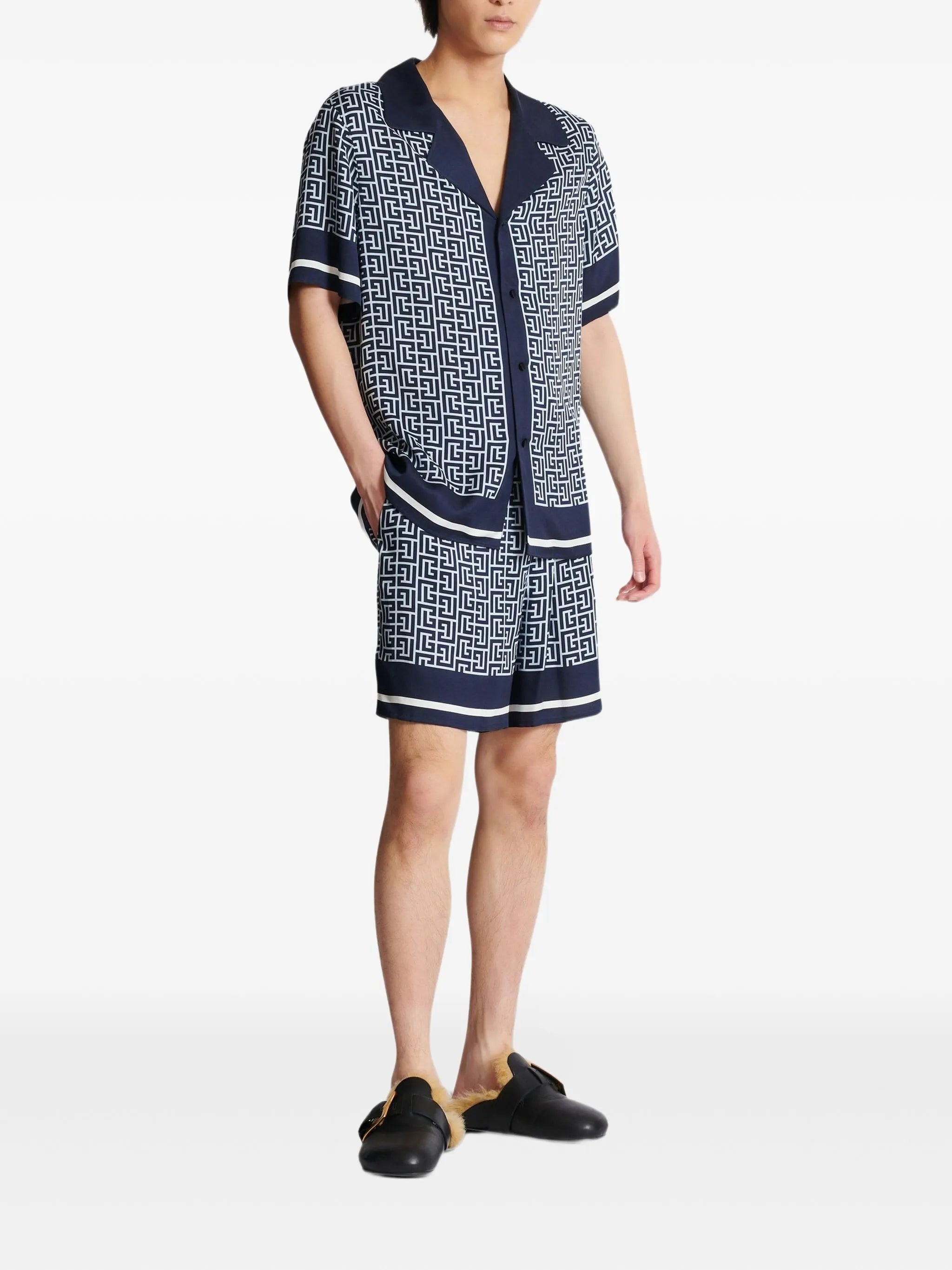 monogram-pattern shirt
