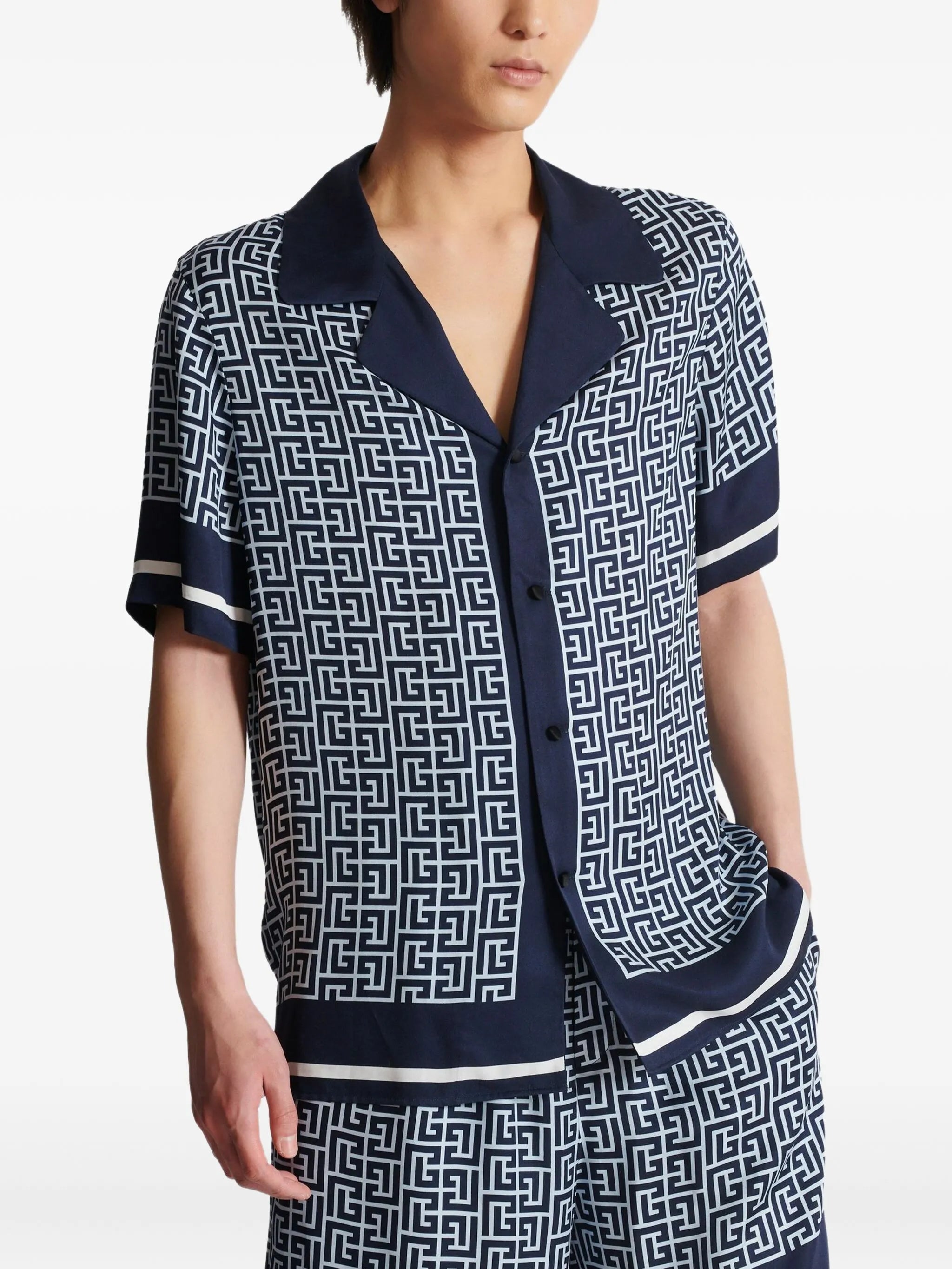monogram-pattern shirt