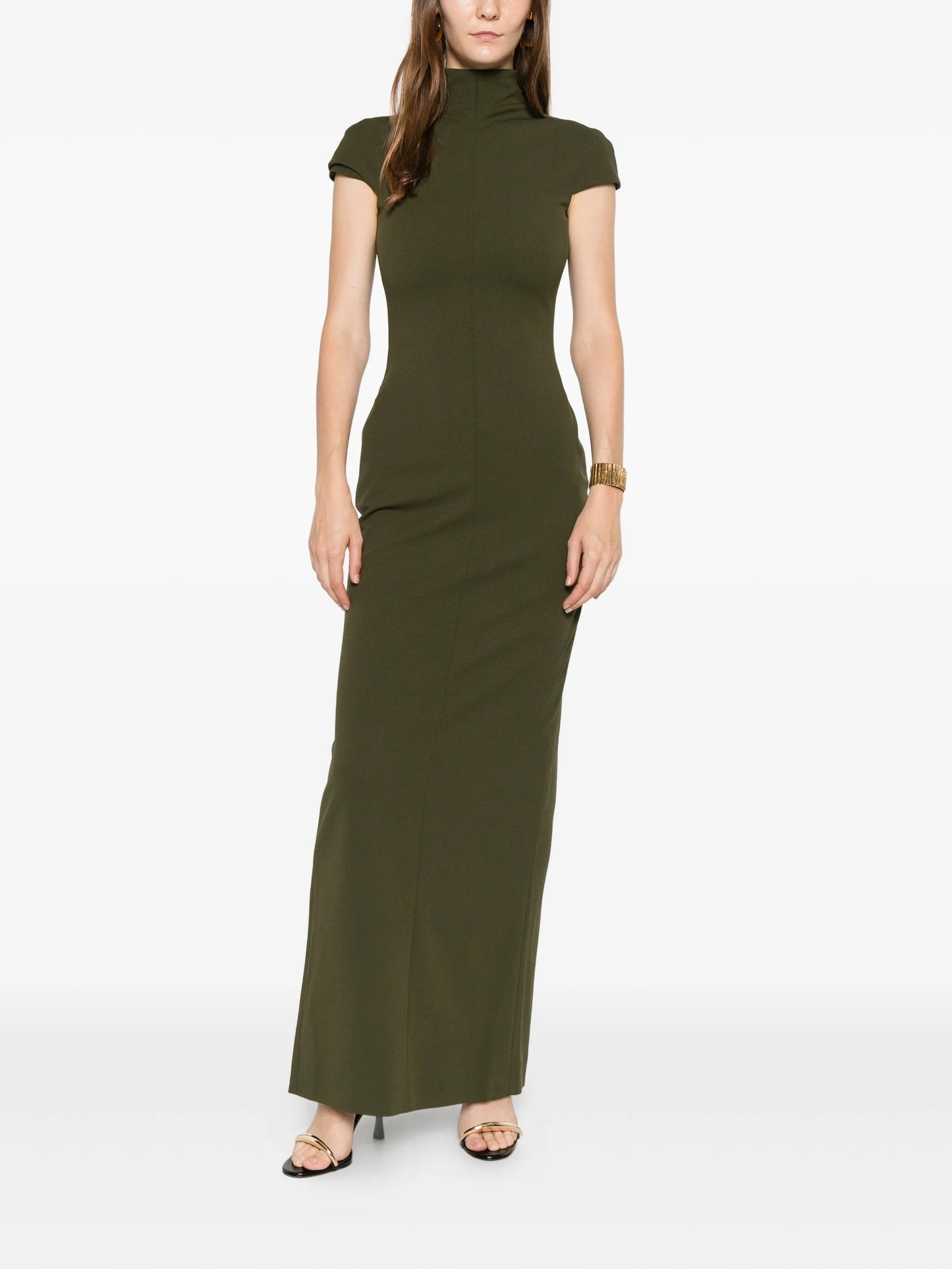 high-neck lang maxi dress