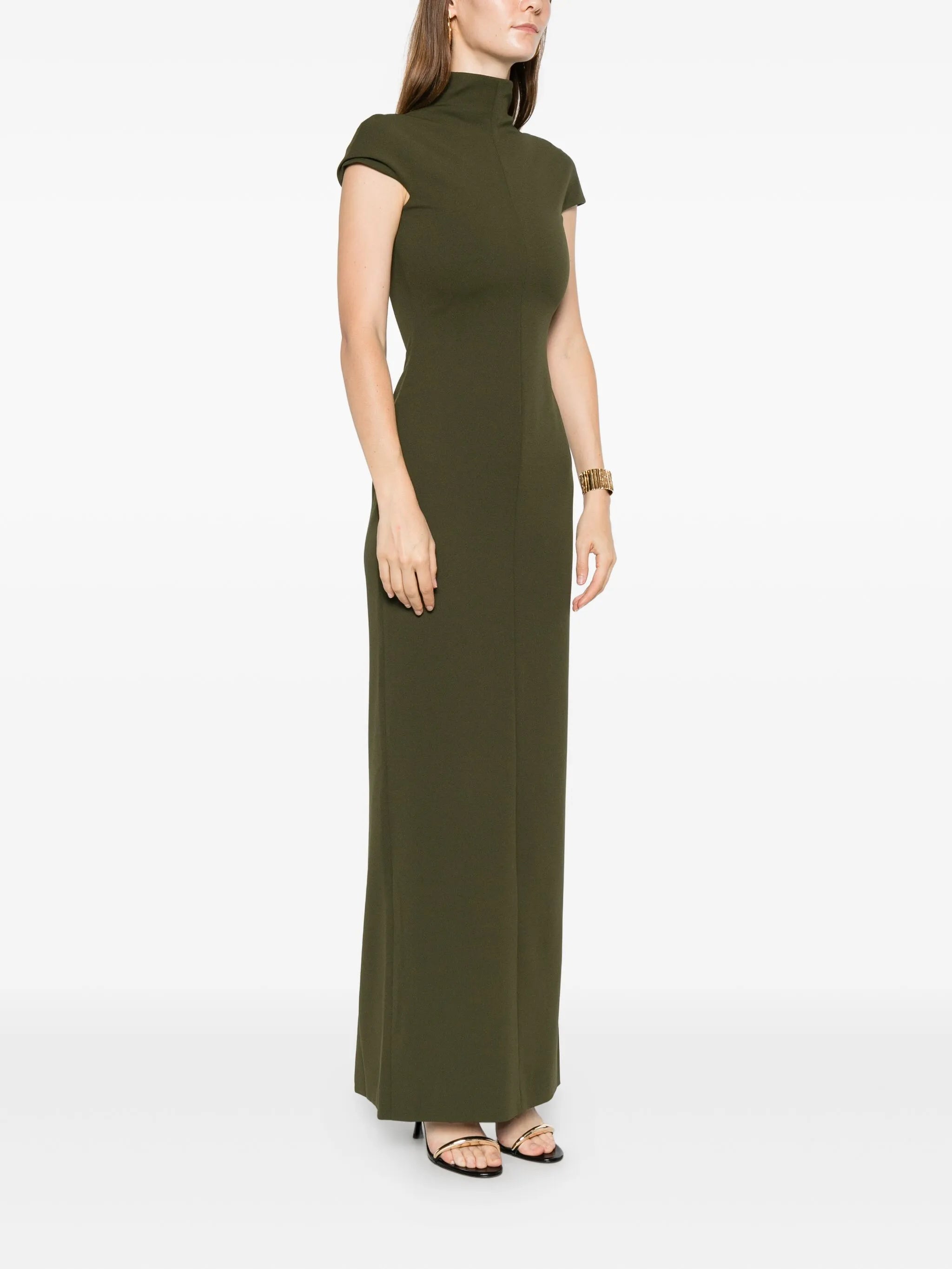 high-neck lang maxi dress
