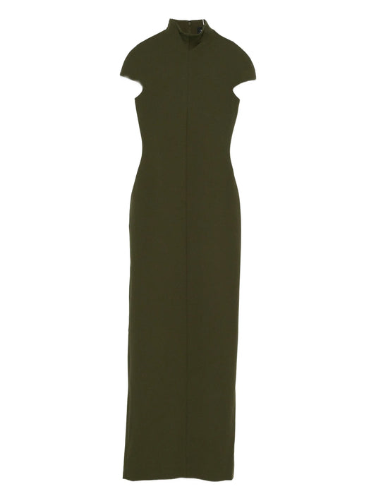 high-neck lang maxi dress
