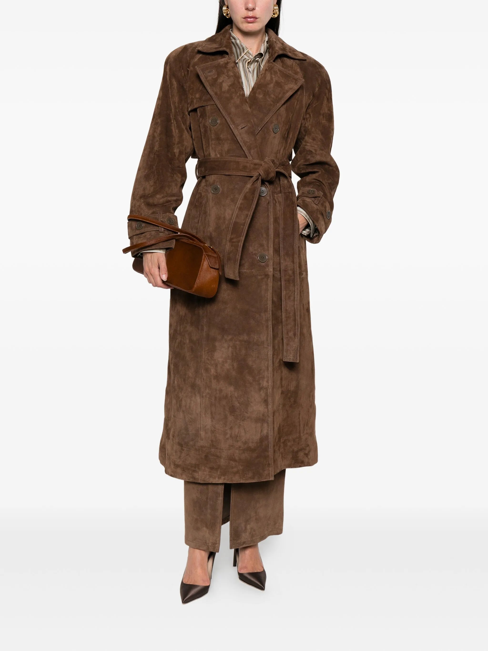 Corrin suede trench coat