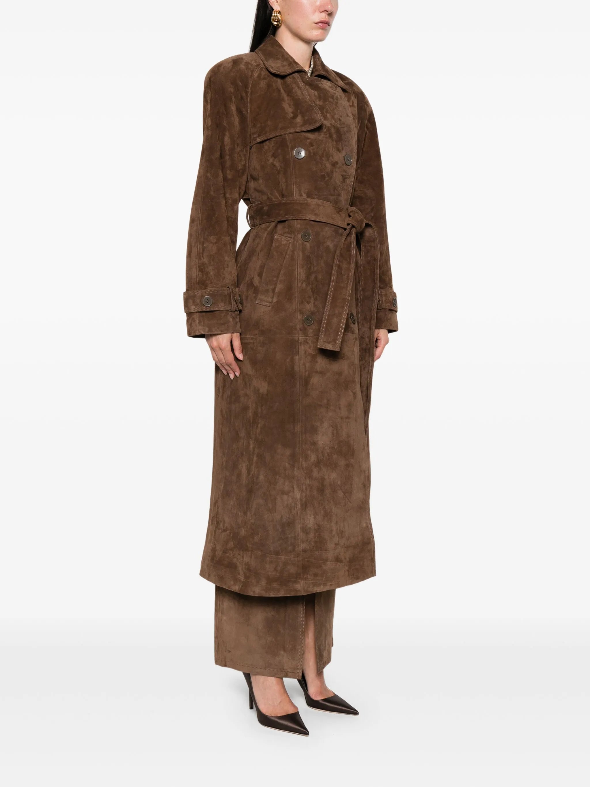 Corrin suede trench coat