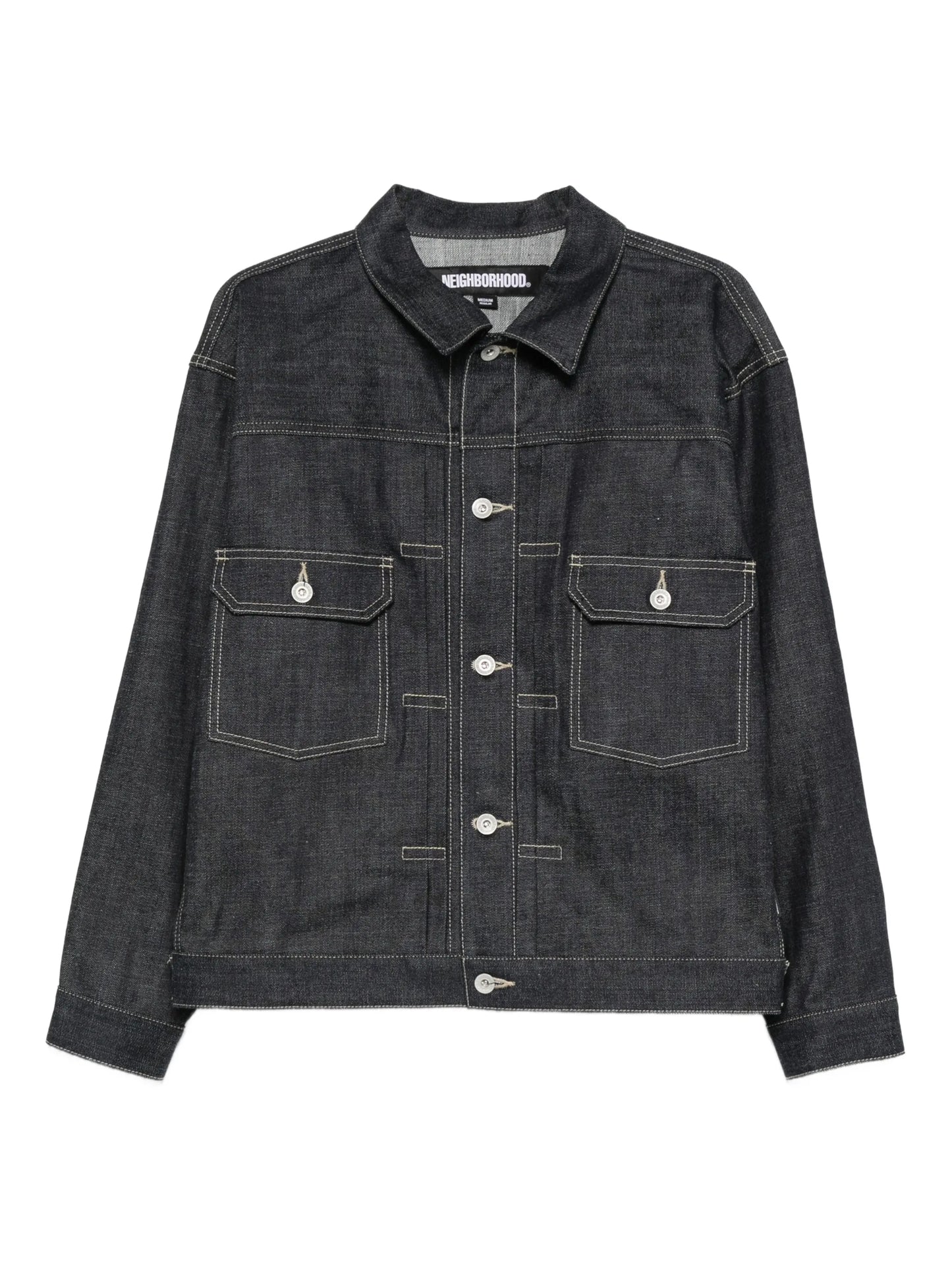 button-fastening denim jacket