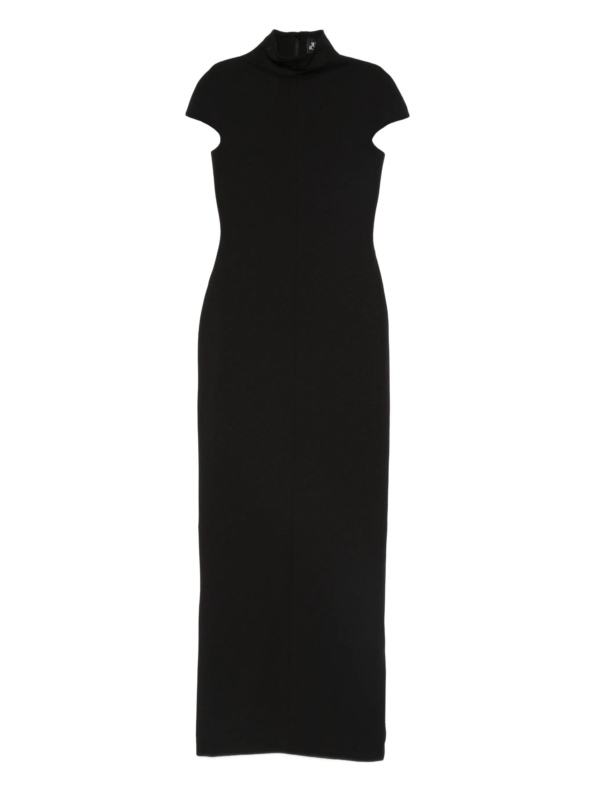 Lang high-neck short-sleeve maxi dress