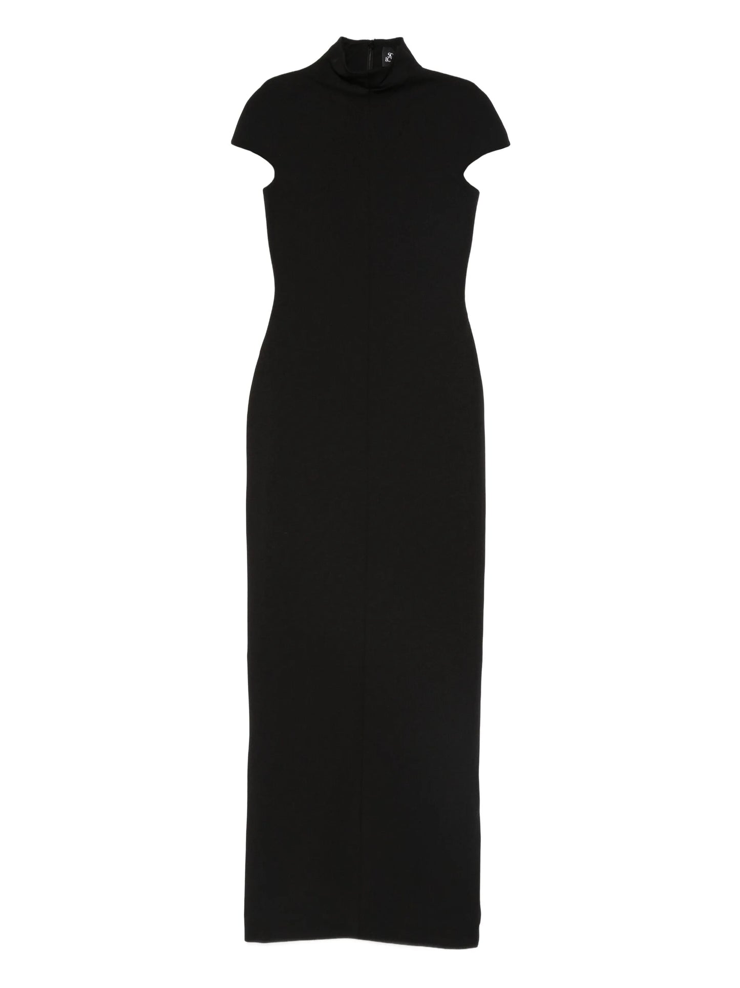 Lang high-neck short-sleeve maxi dress