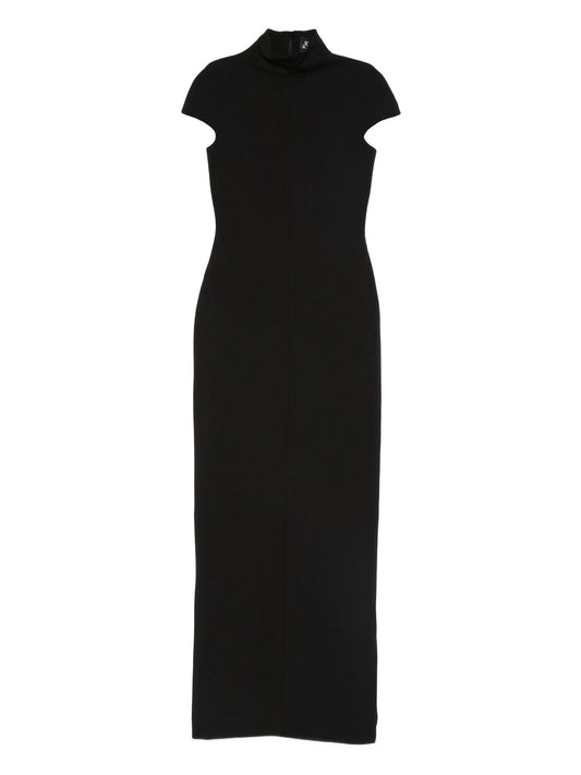 Lang high-neck short-sleeve maxi dress
