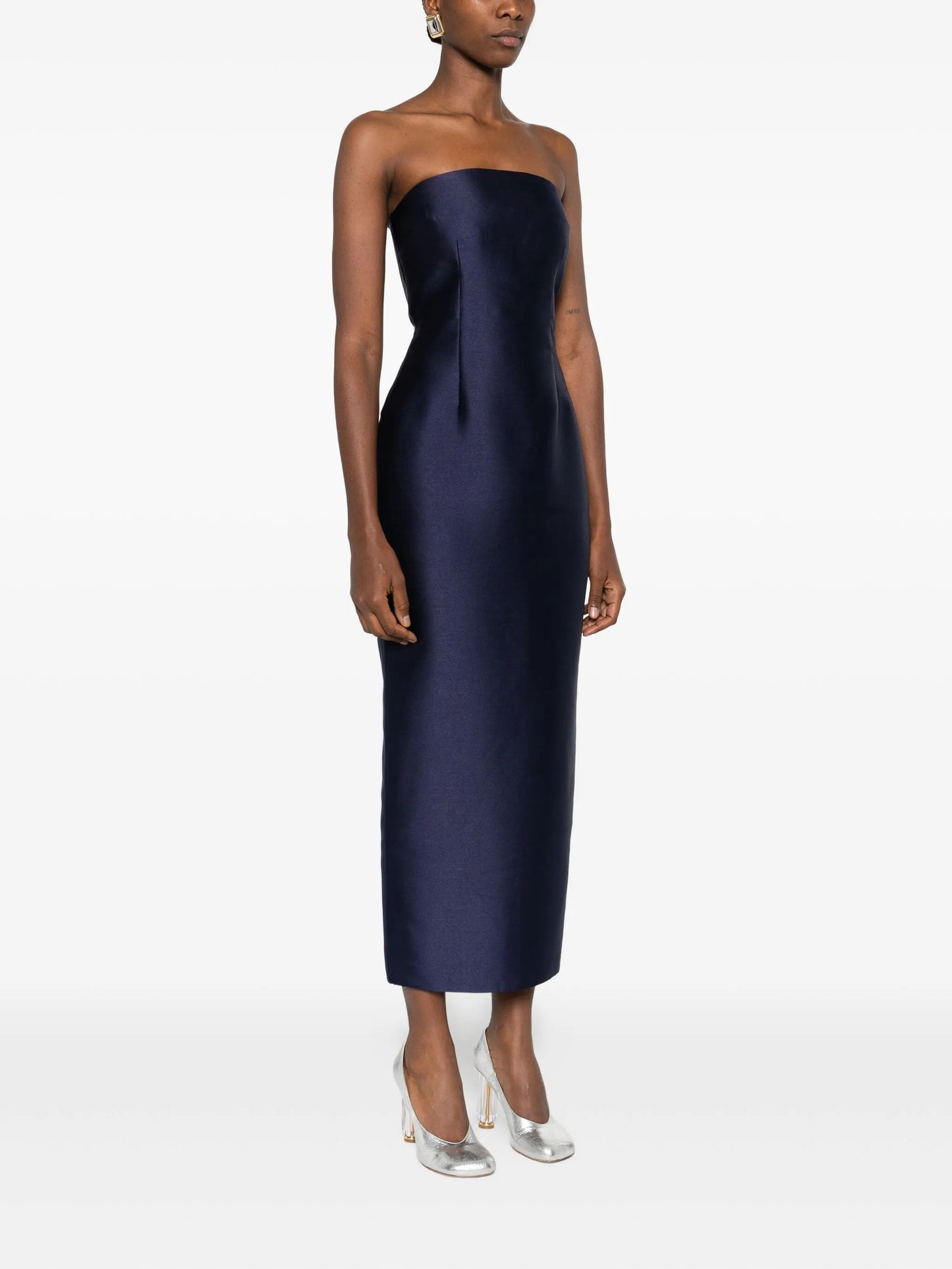 Midaxi strapless midi dress