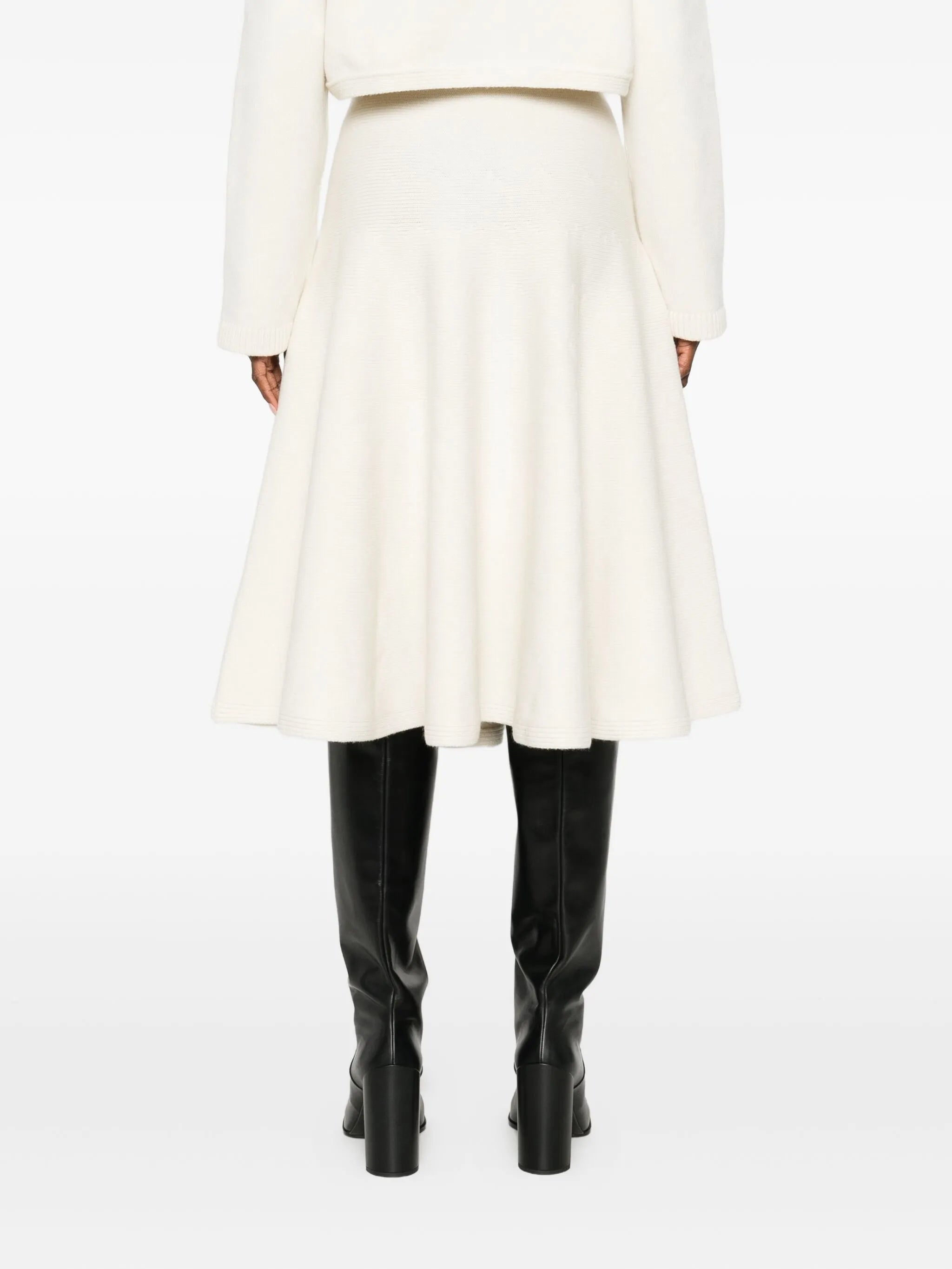 fine-knit A-line midi skirt
