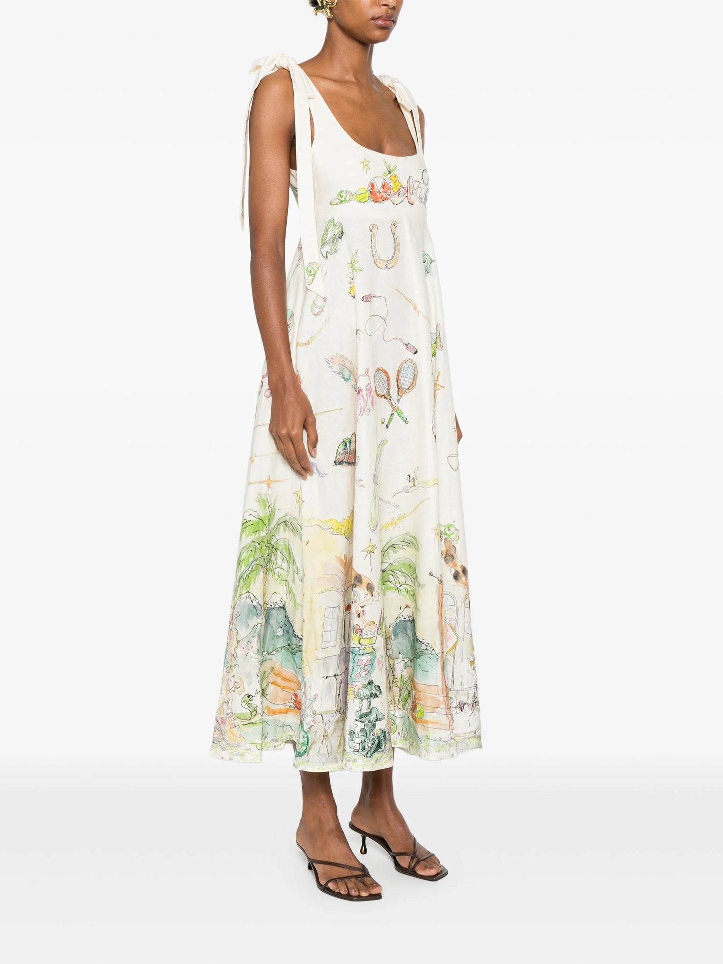 graphic-print midi dress